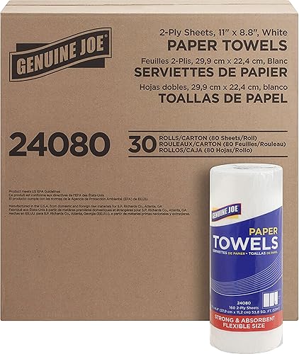 Genuine Joe GJO24080Toallas de papel de dos capas en rolo para el hogar (30unidades)