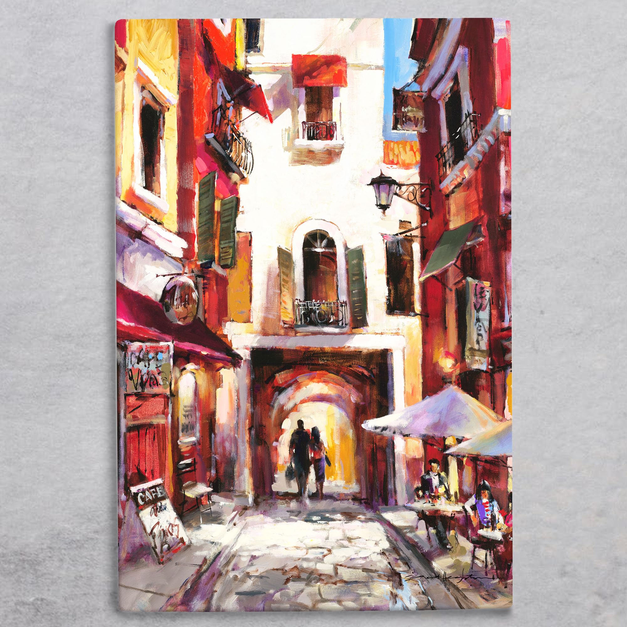 Global Designs Multilcoloured European Holiday Ceramic Tile Picture Plaque Sign Wall Art By Brent Heighton Romantic Street Scene 30X20cm