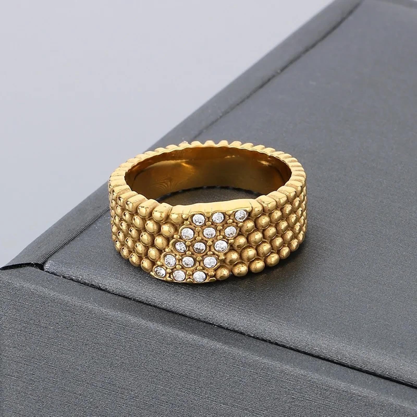 Ring Ringe Damen Bijouterie Herren Mode Ringe Für Frauen Männer Gold Silber Farbe Glänzende Zirkon Runde Perlen Oberfläche Ringe Eheringe Schmuck