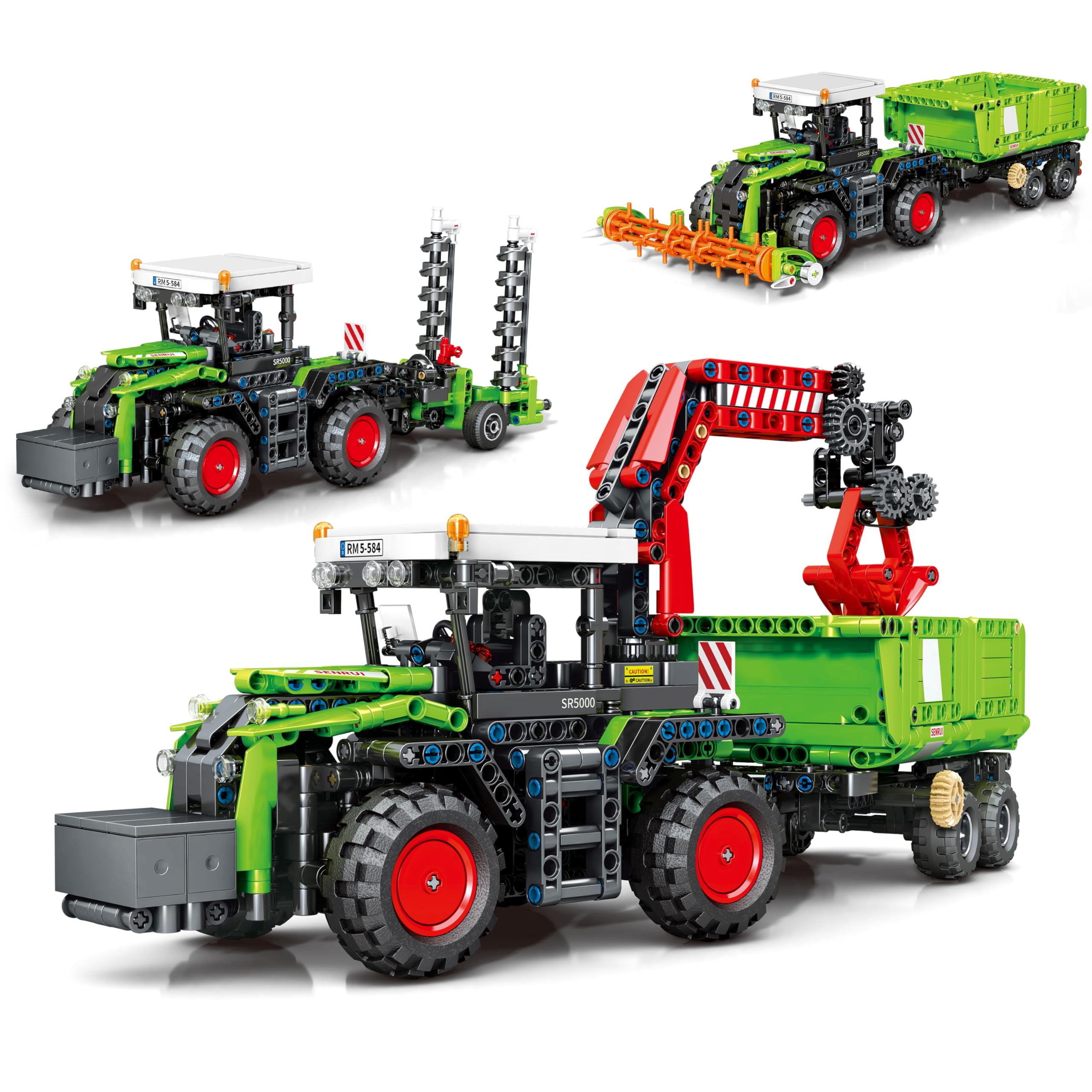 Charmofun 3 in 1 Technic Trattore Mietitrebbia, Mietitrebbia Trattore Giocattolo per Bambini e Bambine da 12 anni, Veicoli Agricoli Giocattoli a Blocchi da Costruzione Regalo per Bambini
