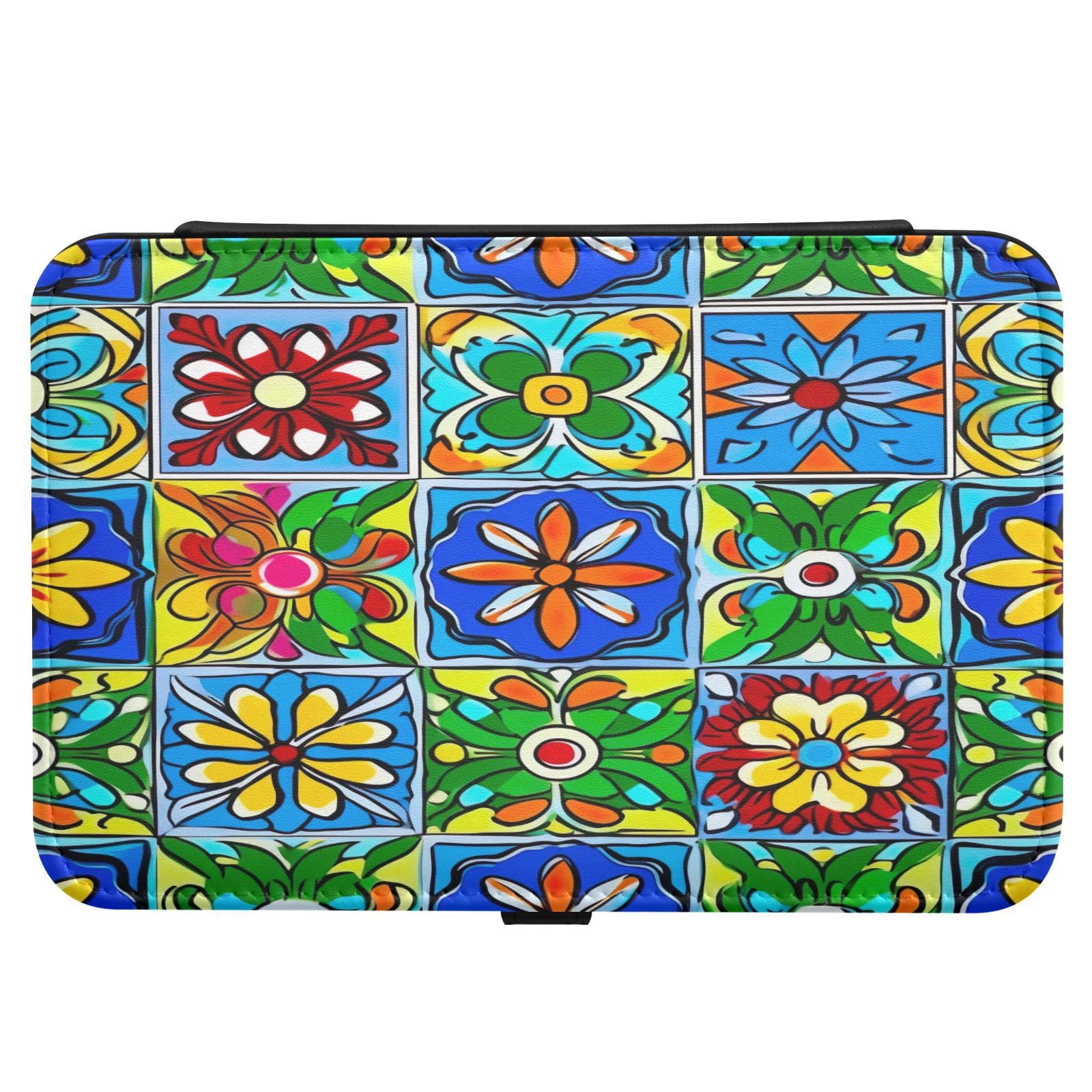 Haskirky Mexico Pattern Jewelry Box Portable PU Leather Travel Jewelry Organize for Women Jewelry Storage Display Holder for Ring, Necklace, Earring