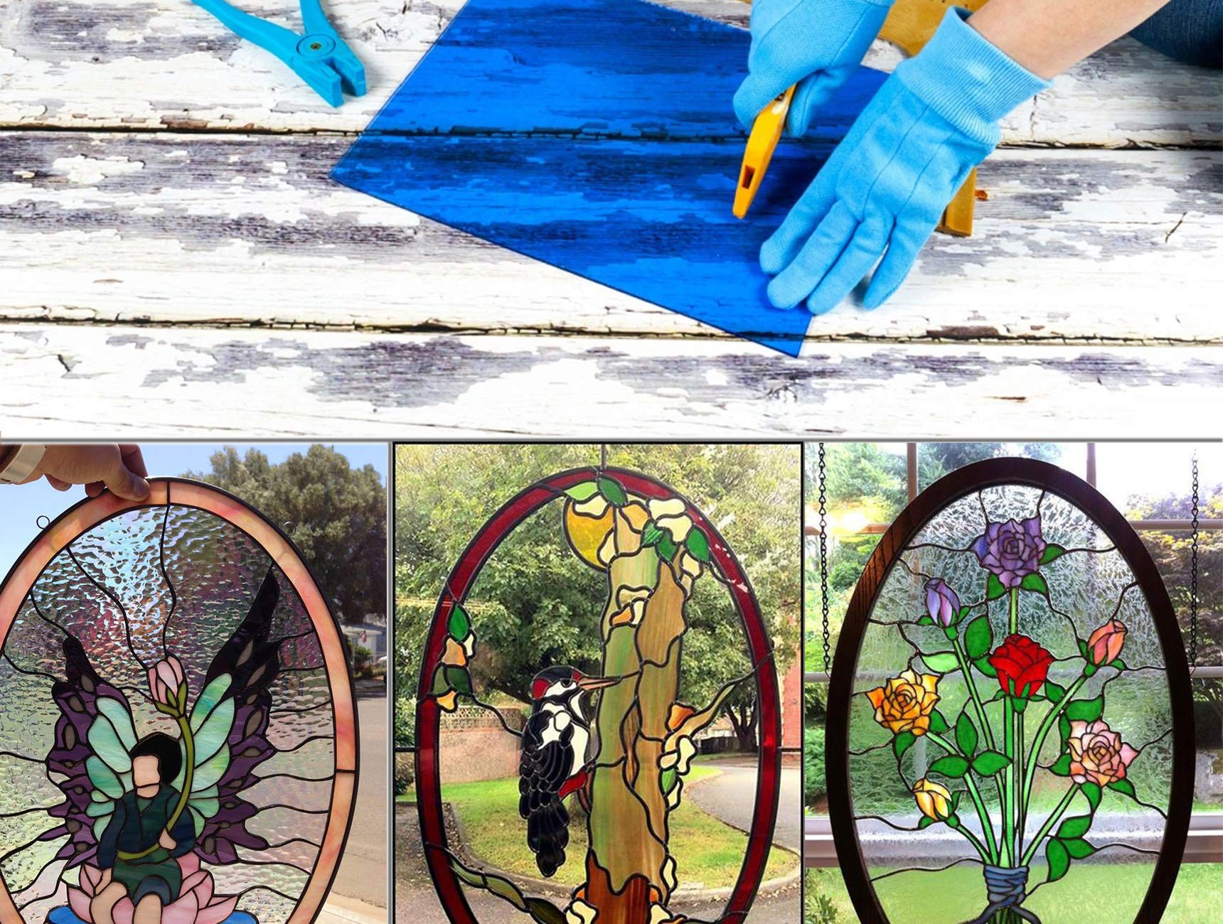 Amazon.com: Pocoukate Stained Glass Sheets 8 pcs Variety Stained