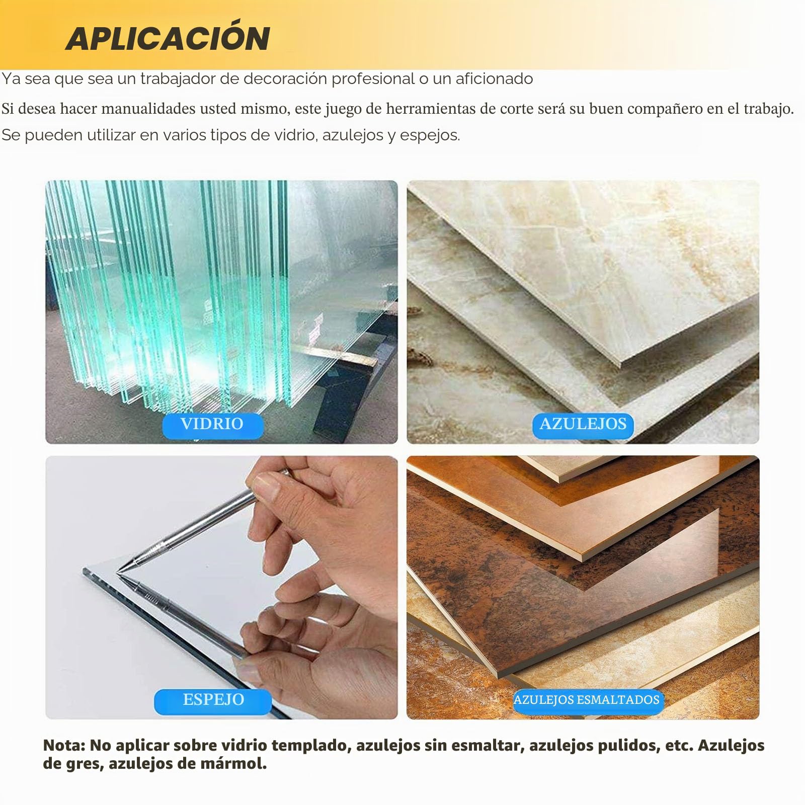 Cortador manual de azulejos y cristal, herramienta de corte 2 en 1 con 3 cuchillas de acero de tungsteno, 8 contactos para el hogar, cristal de ventana, espejo, azulejos, azulejos esmaltados