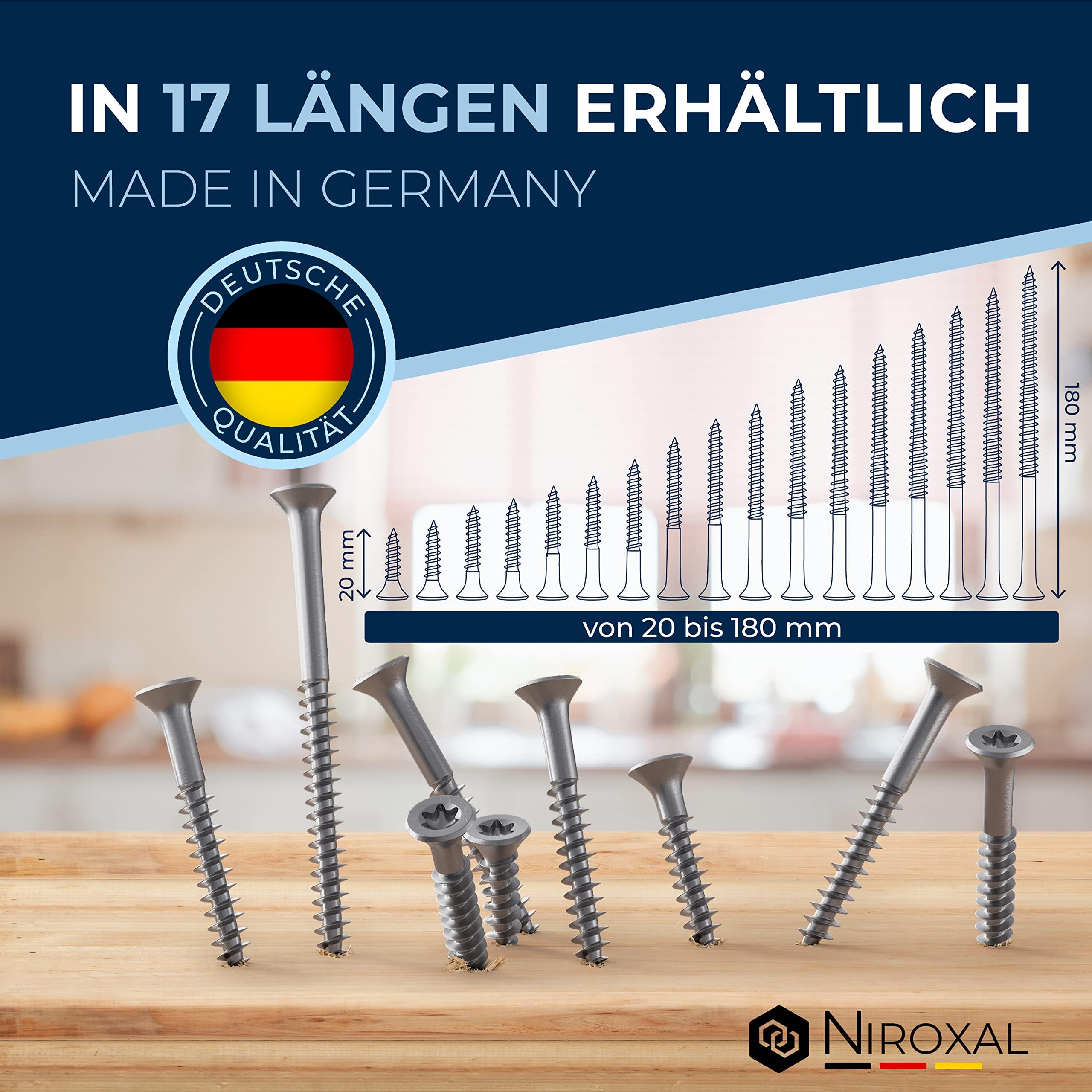 Edelstahl Holzschrauben V2A A2 Senkkopf Torx TX25 – Teilgewinde – 6x80 mm – 50 Stück – Universalschrauben Holz
