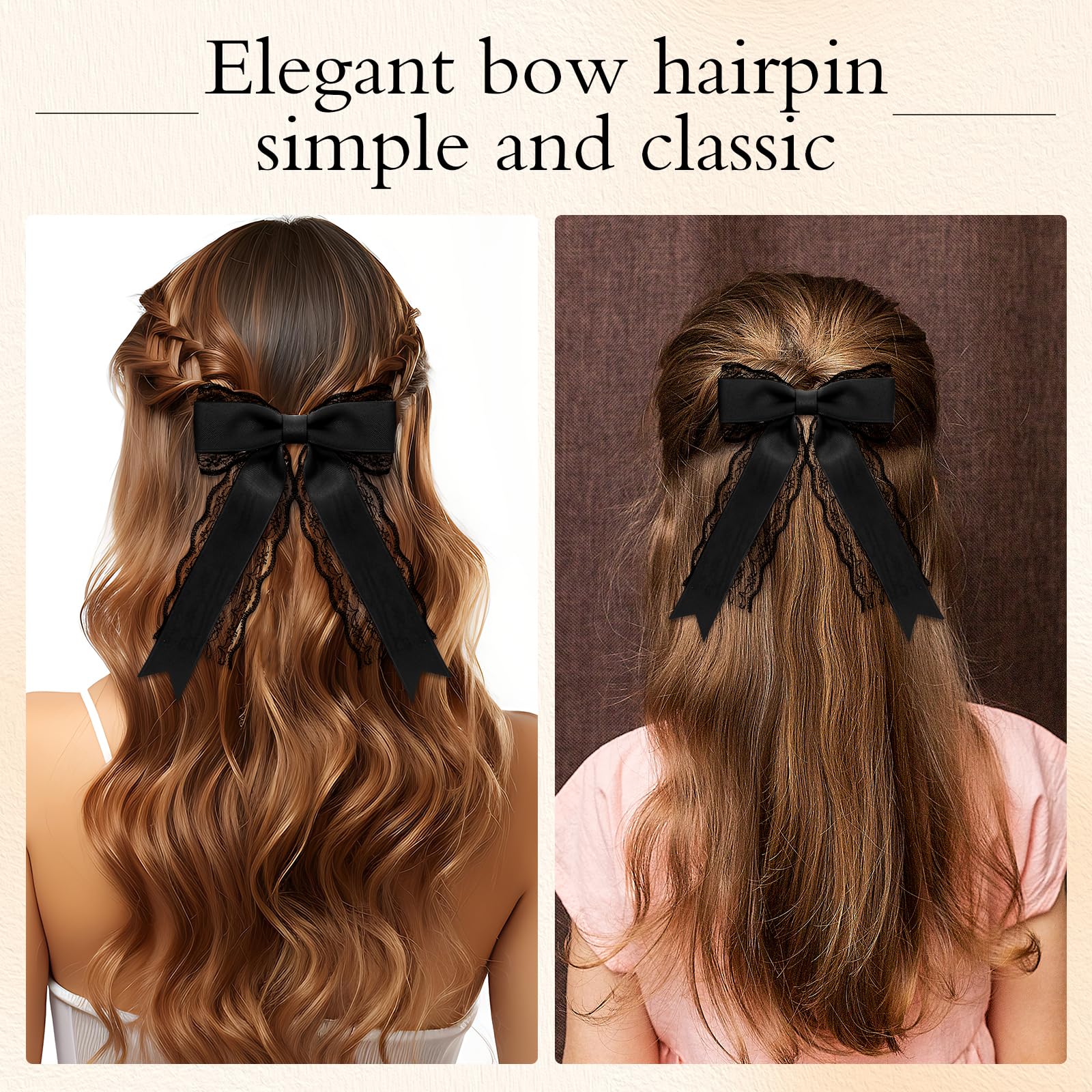 Amazon.com : Giantree 2 Pcs Black Lace Hair Bow Clips for Women