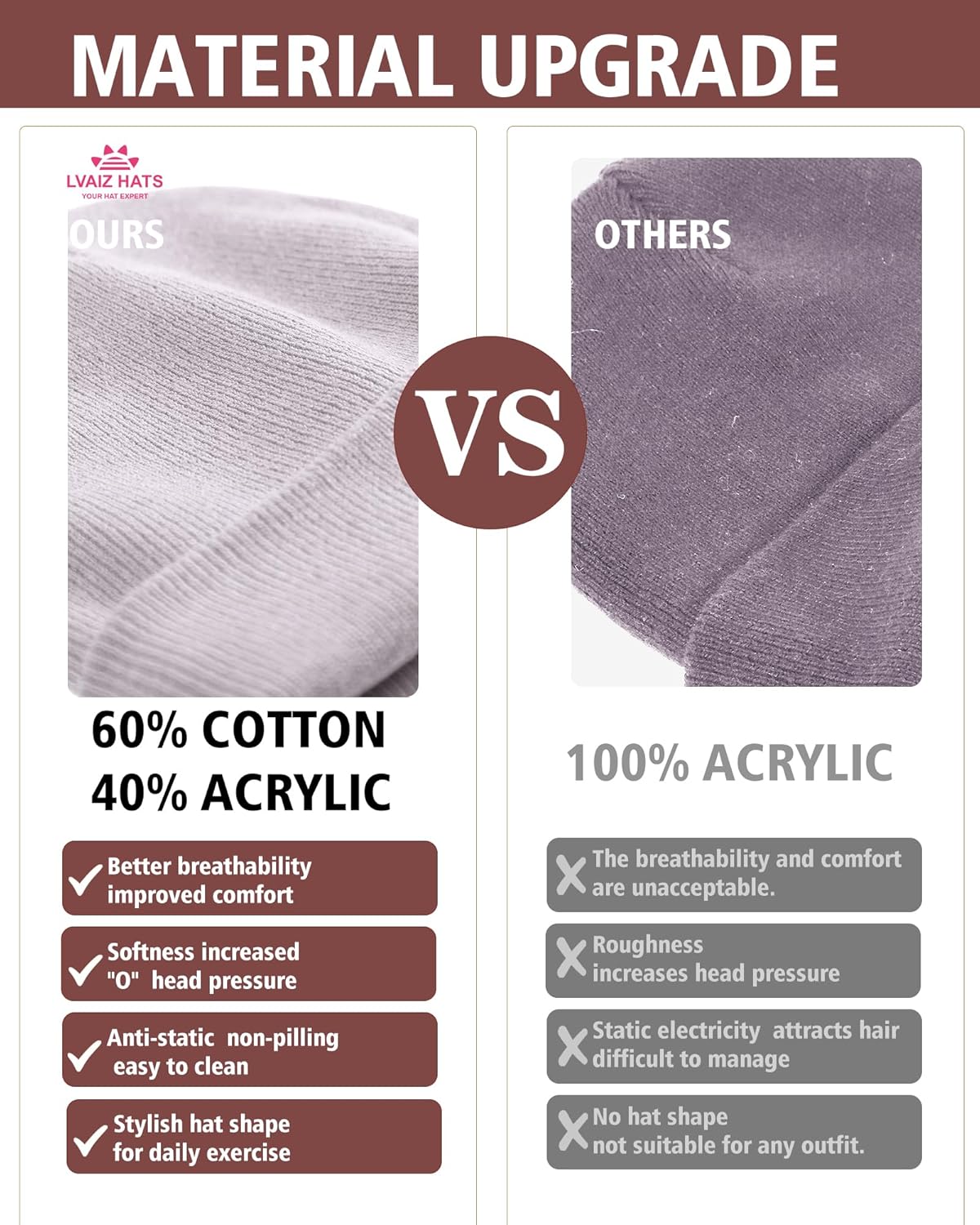 Satin Lined Winter Beanie Hats for Women Unisex Cotton Knitted Cuffed Knit Hat with Silky Lining Slouchy Skull Cap - Image 2