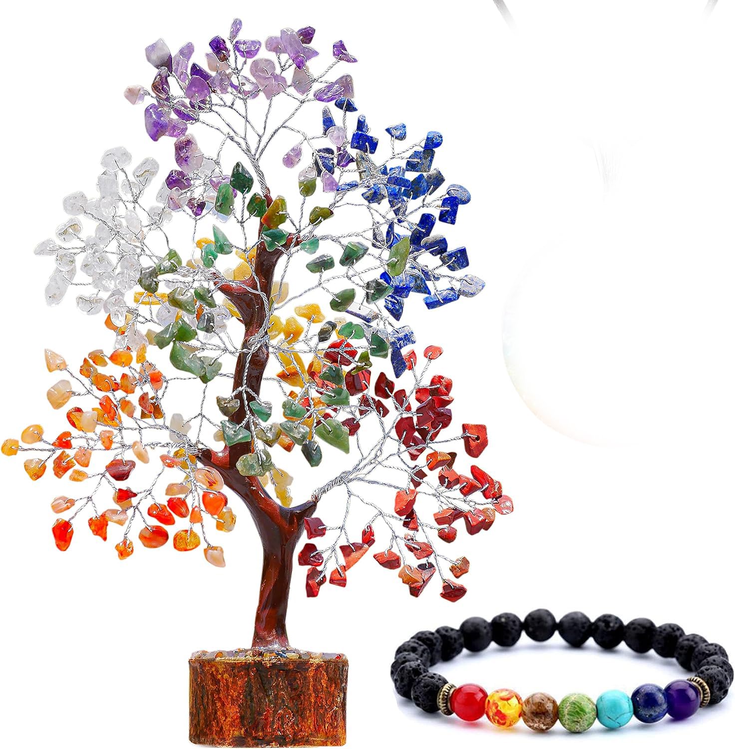 Arbre d'argent 7 chakras contre le stress et décoration bouddha équilibrant
