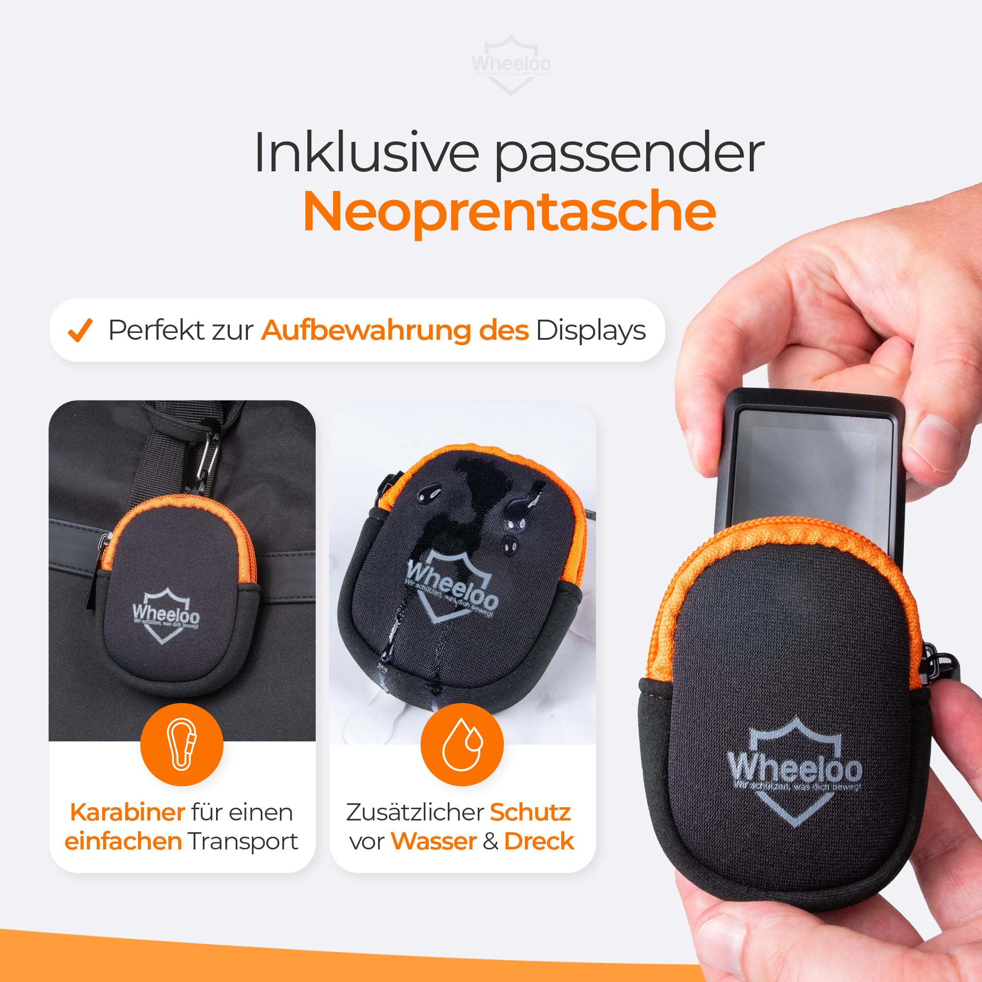 Wheeloo Kit Protection Écran Bosch Kiox 300 - Transparent Imperméable - Avec Pochette Néoprène