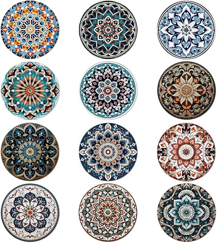 Miniatura 10 de Trillionn Paquete de 12 Posavasos de Fieltro para Bebidas, Posavasos Absorbentes para Café, Diseño de Patrón Japonismo