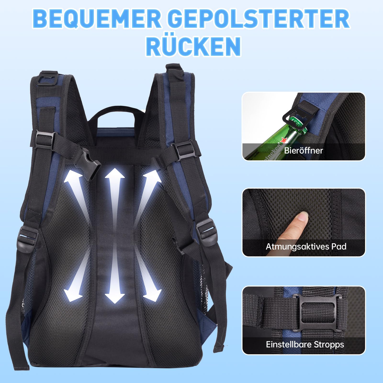 30L Kühlrucksack, Groß Kühltasche Rucksack Picknickrucksack Isoliert Cooler Bag, Bierrucksack Männer Frauen für Picknick/Strand/BBQs/Camping/Ausflügen