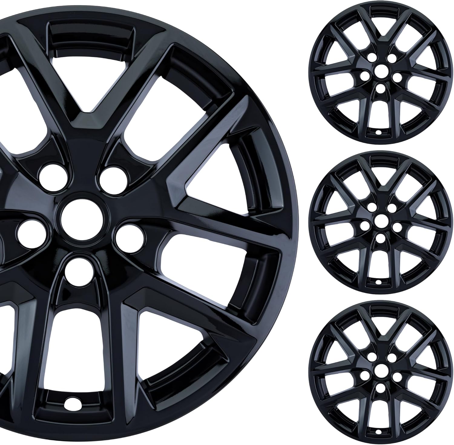 17" Gloss Black Wheel Skin Set Made for Chevrolet Equinox LS/LT (2022-2024) | Durable ABS Plastic Cover Hubcap | Fits Directly Over OEM Wheel