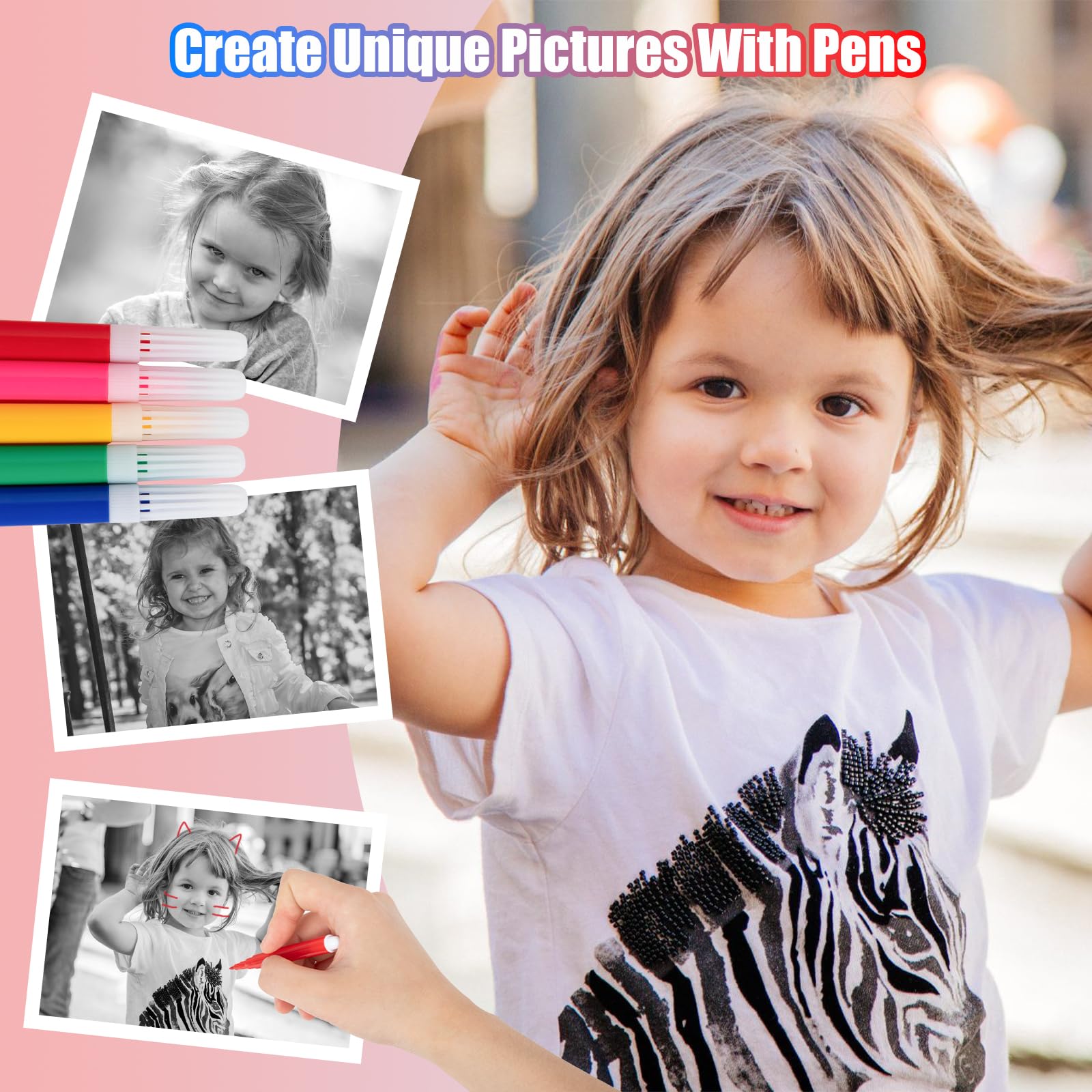Fotocamera per bambini a stampa istantanea – Fotocamera istantanea 1080P da 6,1 cm, con scheda da 32 G e 3 rotoli di carta fotografica, fotocamera digitale per bambini, giocattoli di Natale e