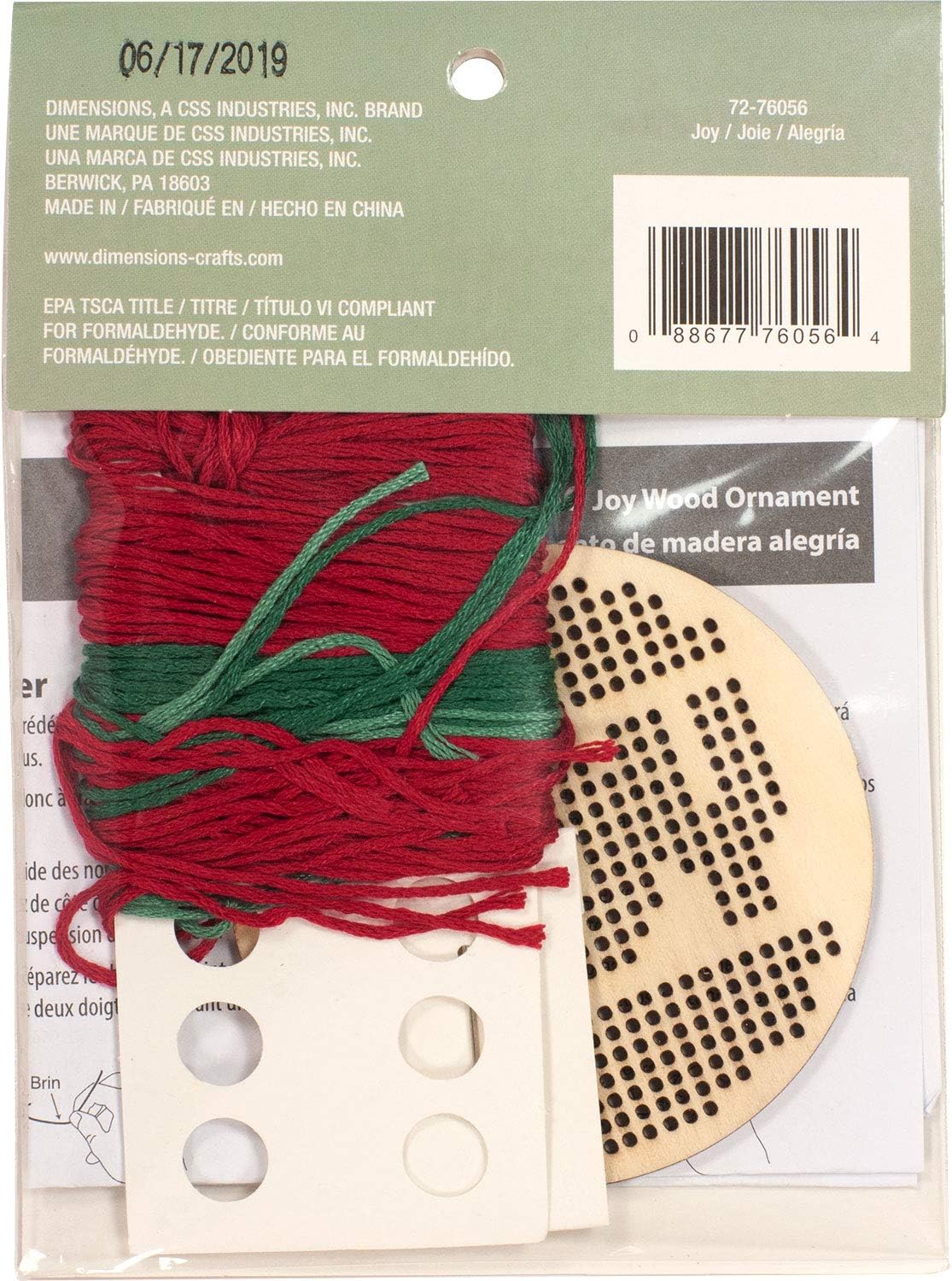 Dimensions Counted Cross Stitch, Joy Wooden Christmas Ornament Craft Kit, 1 Pc