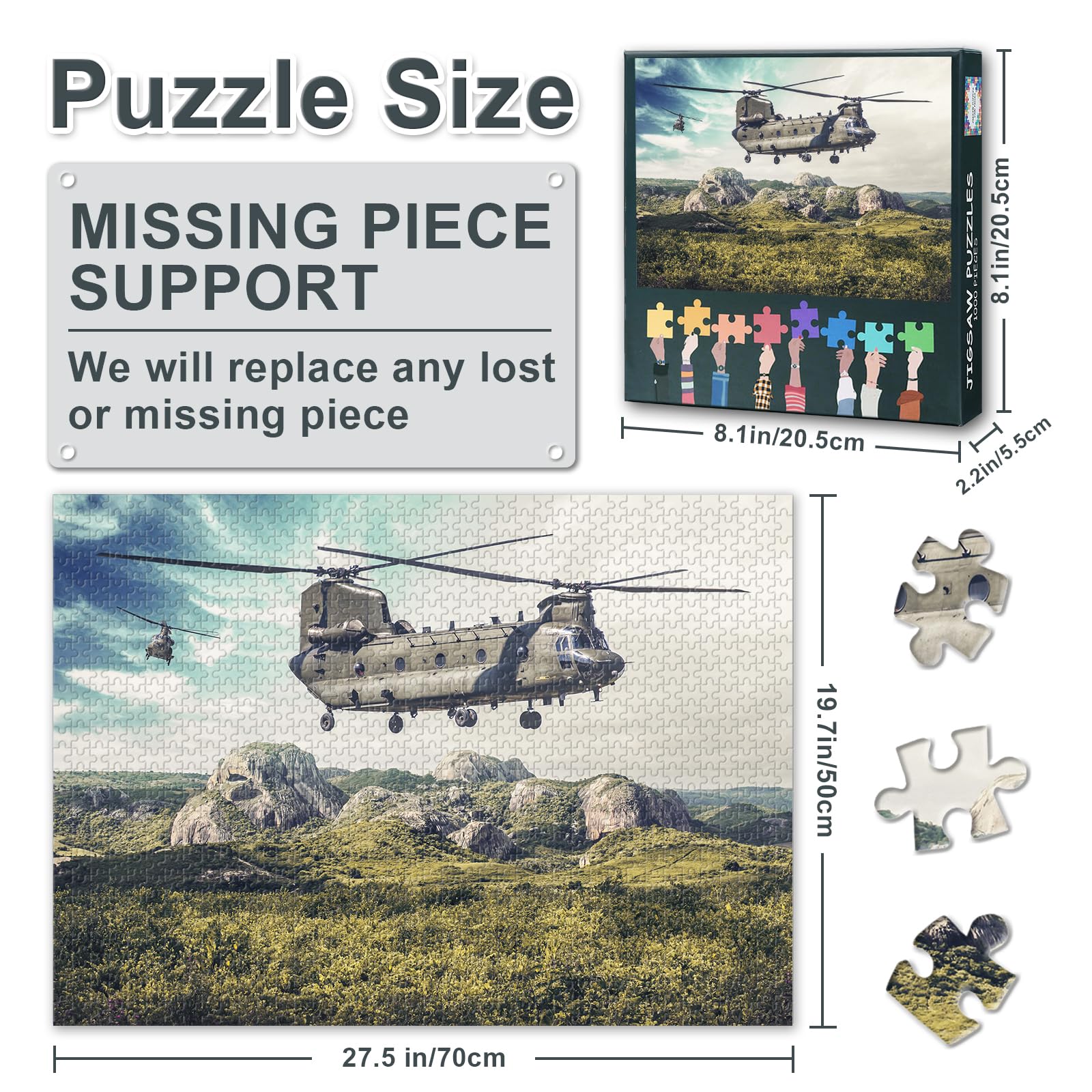 Jigsaw Puzzles for Adults 1000 Piece, Challenging Puzzle Heavy-lift Helicopter Art - Image 3
