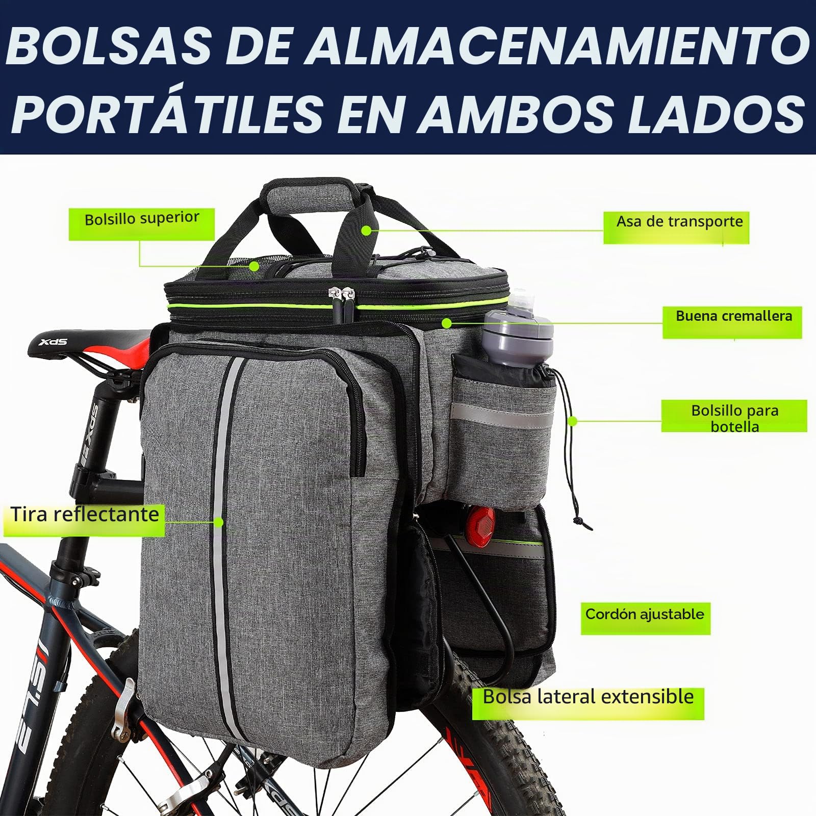 UBORSE Bolsa Trasera para Bicicleta Impermeable Extensible Portaequipajes Alforja para Ciclismo, Viajes, Diario, Camping y Al Aire Libre