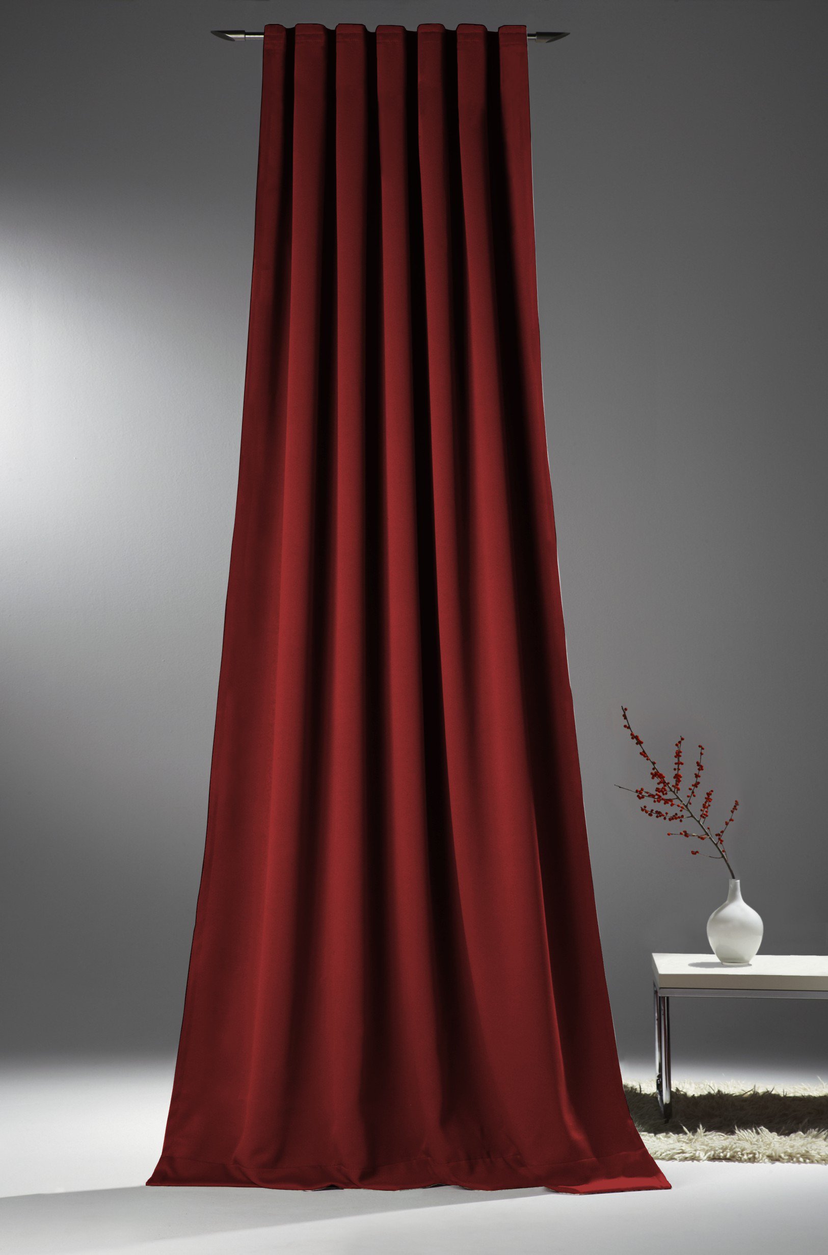 Vorhang Verdunkelung Bordeaux rot Kälteschutz Kräuselband Blickdicht Klimavorhang Übergardine XXL extra lang bis 350 cm energiesparen 145x350cm (BxH)