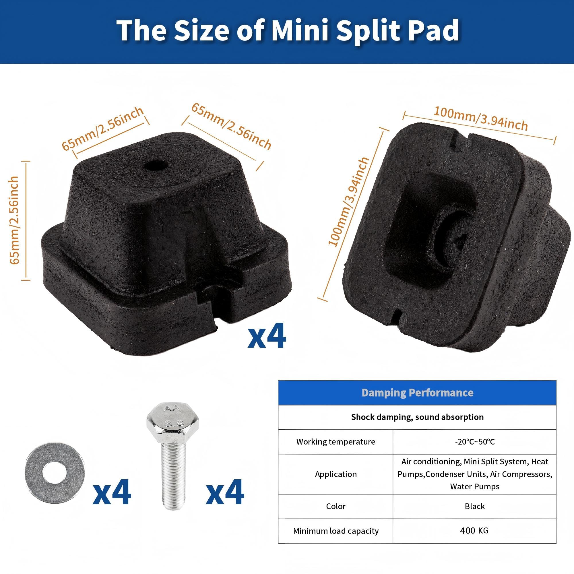 Lot de 4 rondelles en caoutchouc pour climatiseur extérieur Mini Split, pompes à chaleur, compresseurs d'air, condensateurs et générateurs d'une puissance de 9000 à 36000 BTU