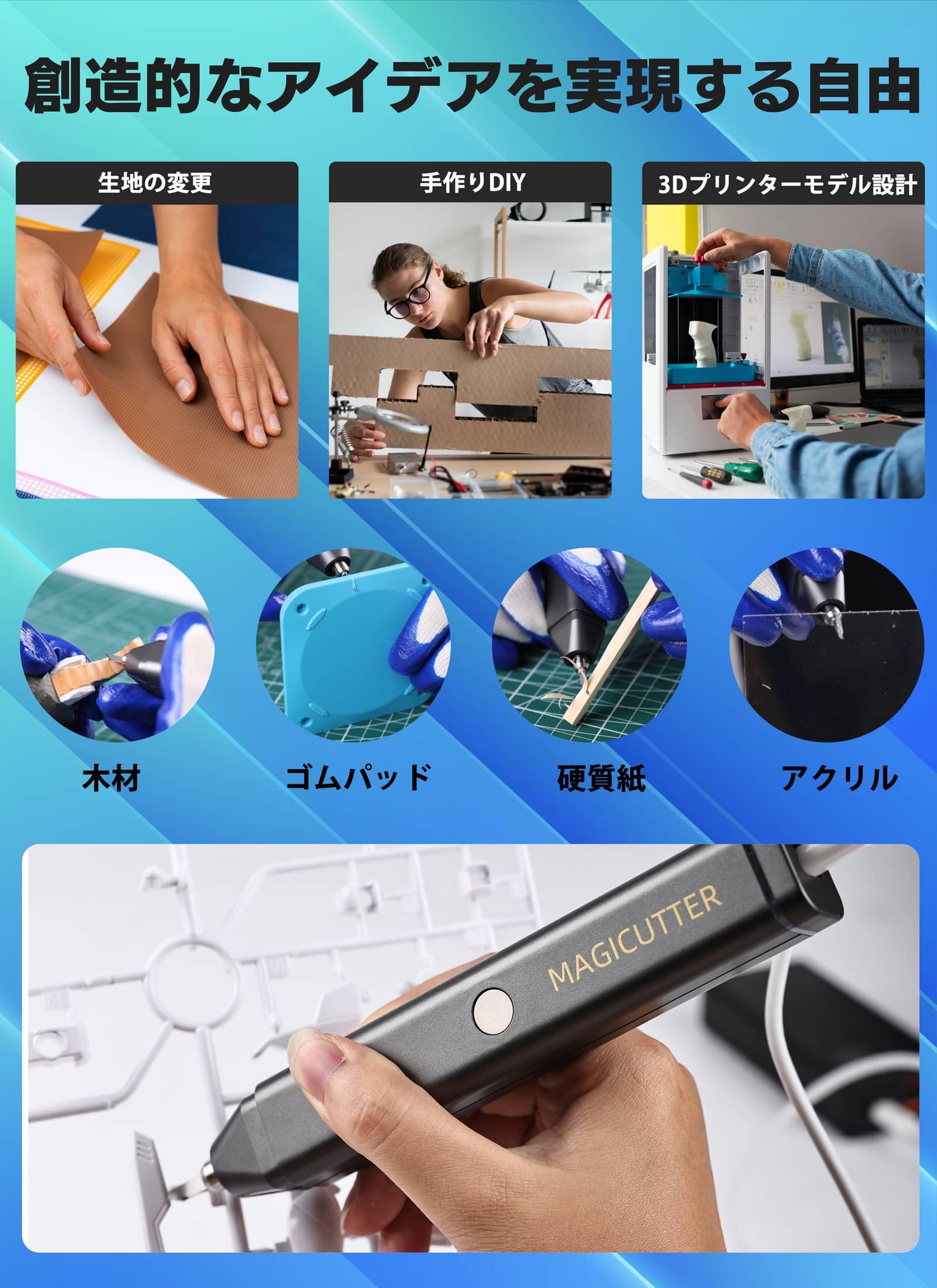 Amazon.co.jp: 超音波カッターナイフ、3Dプリントモデル、アクリル、木