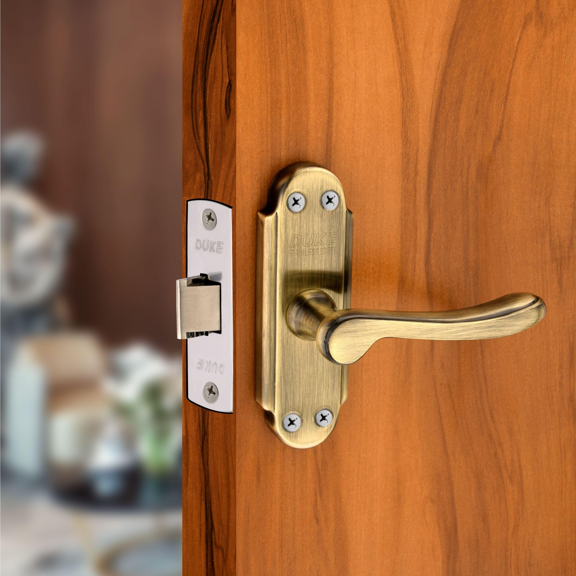 Duke Lock Stainless Steel Baby Mortice Set 2003 BA for Main Door, Kitchen, Bedroom, Office, Hotel Brass Lock Body with Premium Design Brass Antique Color 100 MM (5 INCH)