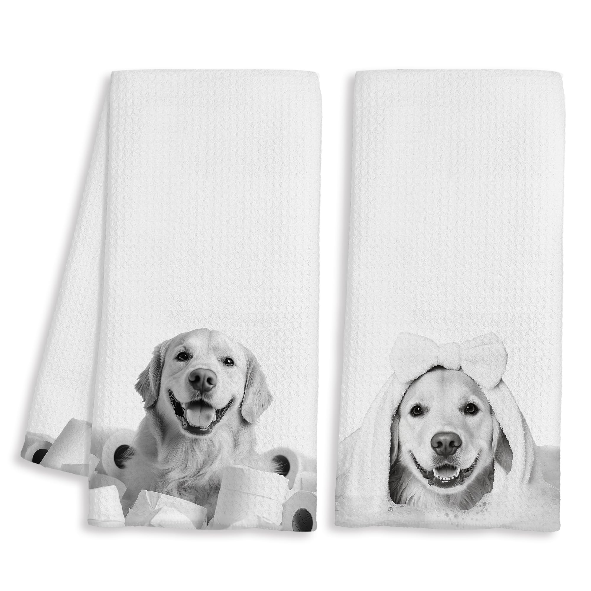 BAYOGITA Funny Golden Retriever Decor Bathroom Hand Towels, Gifts for Golden Retriever Lovers, Cute Dog Hand Towels for Kids Bathroom Washroom