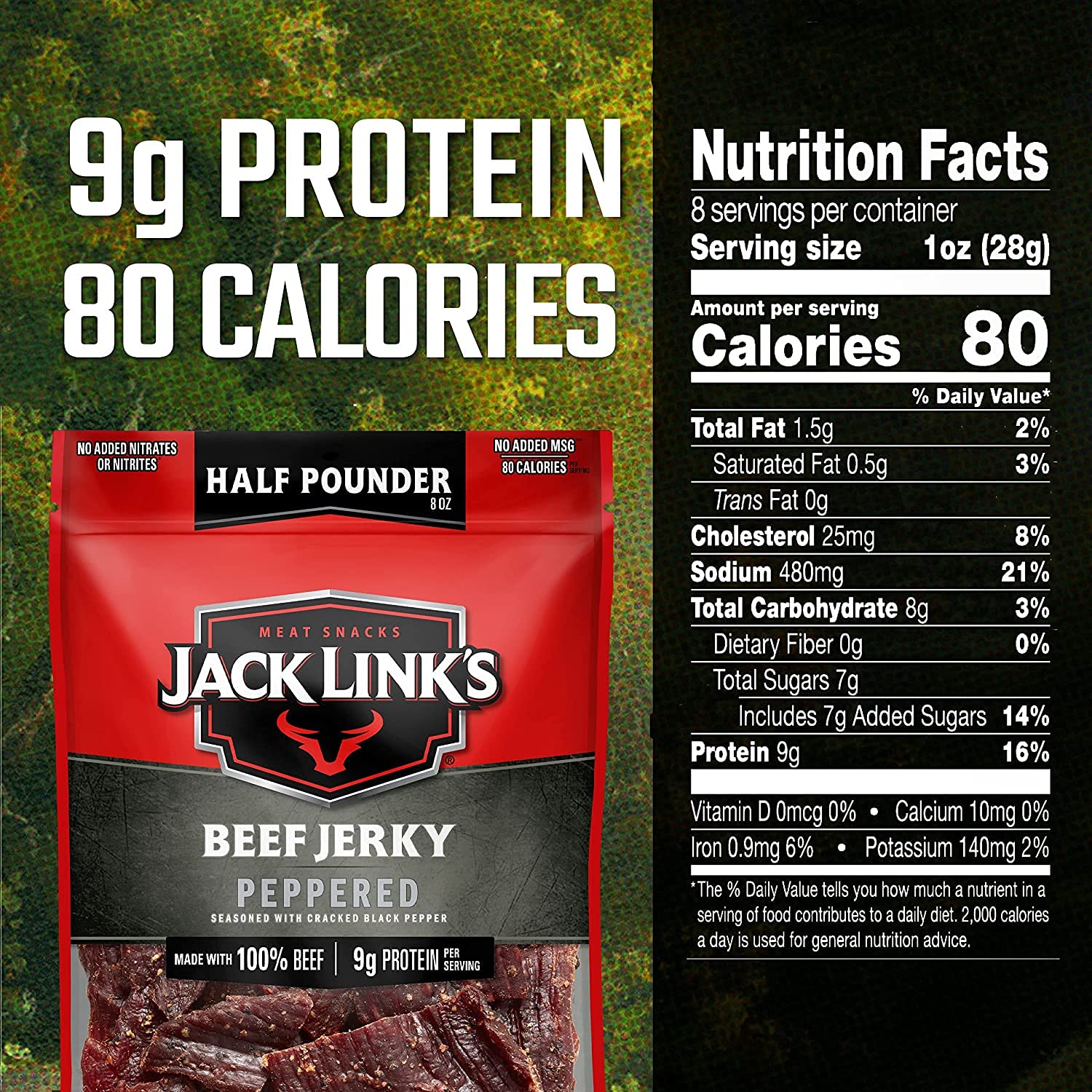 Jack Link's Beef Jerky, Peppered, 1/2 Pounder Bag + Premium Cuts Beef Steak, Peppered, 2 Ounce (Pack of 12) – Flavorful Meat Snack, Protein Snack, Made with 100% Beef