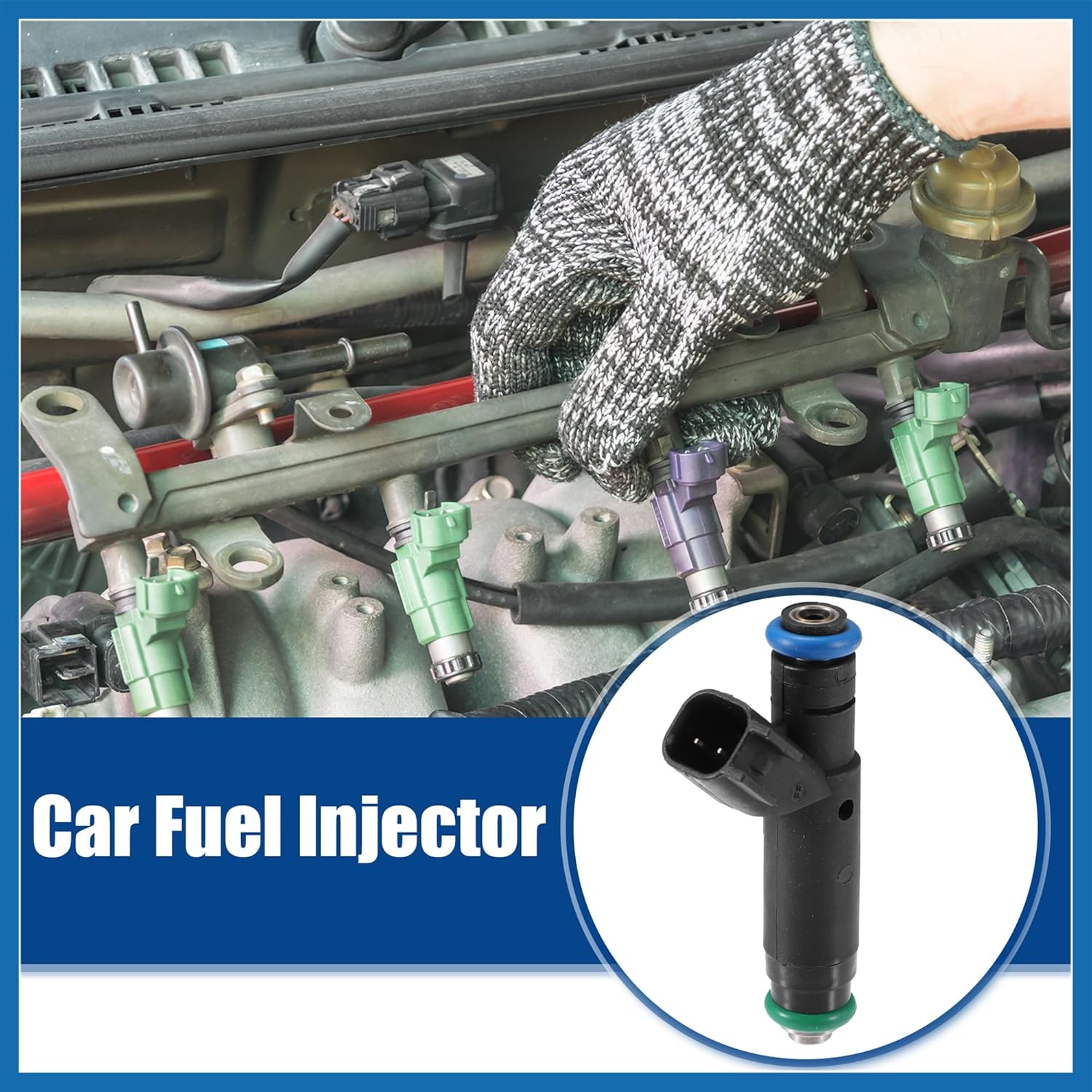 Car Fuel Injector Nozzle Replacement Fit for Ford for Mustang 3.8L 3.9L V6 2002-2004 - Pack of 6 Black Item Replacement