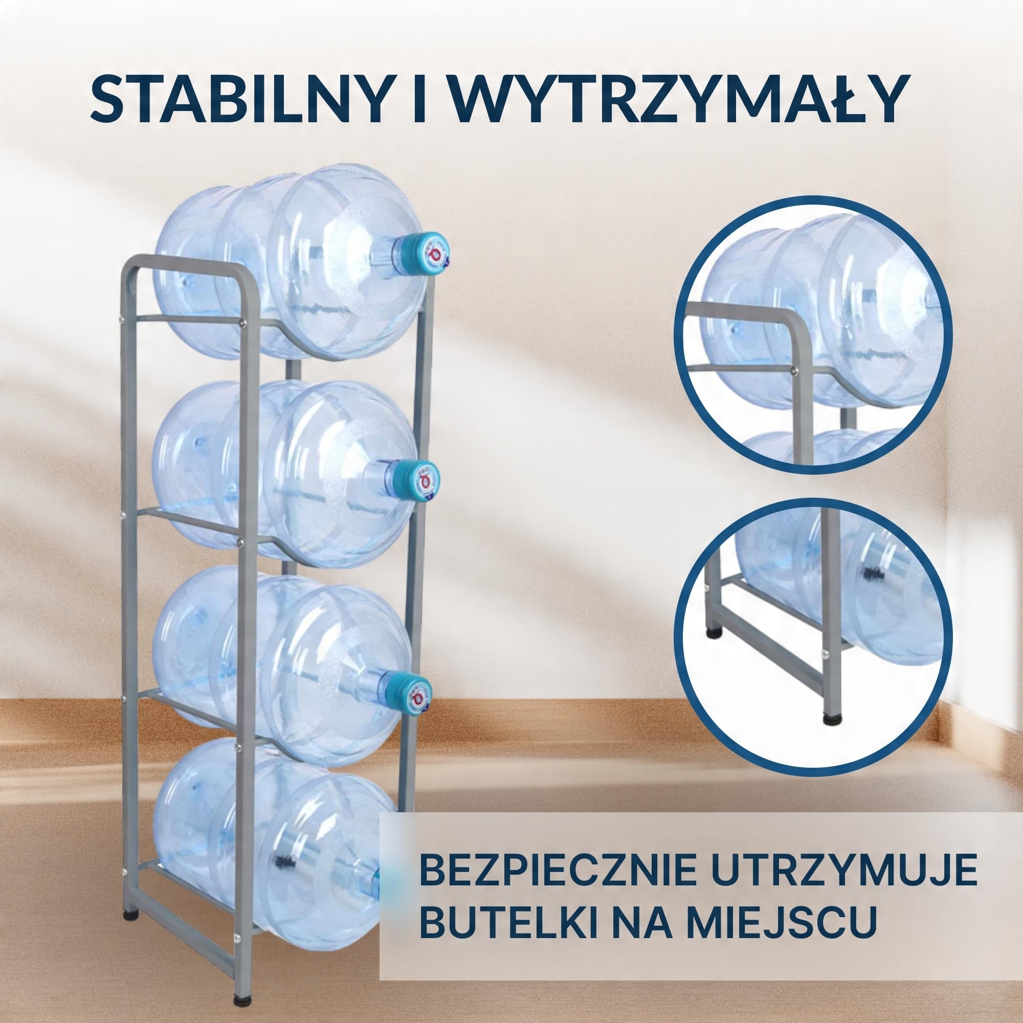 Stojak na 4 butle z wodą ViO MR-4 - Metalowy, Składany - Organizer do butle