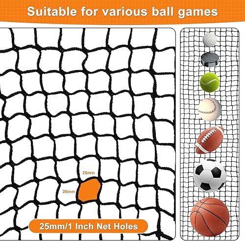 Miniatura 4 de Red de golf de nailon de 10 a 50 pies, red de práctica con cuerda y mosquetones, barrera duradera a la intemperie para béisbol, hockey, fútbol