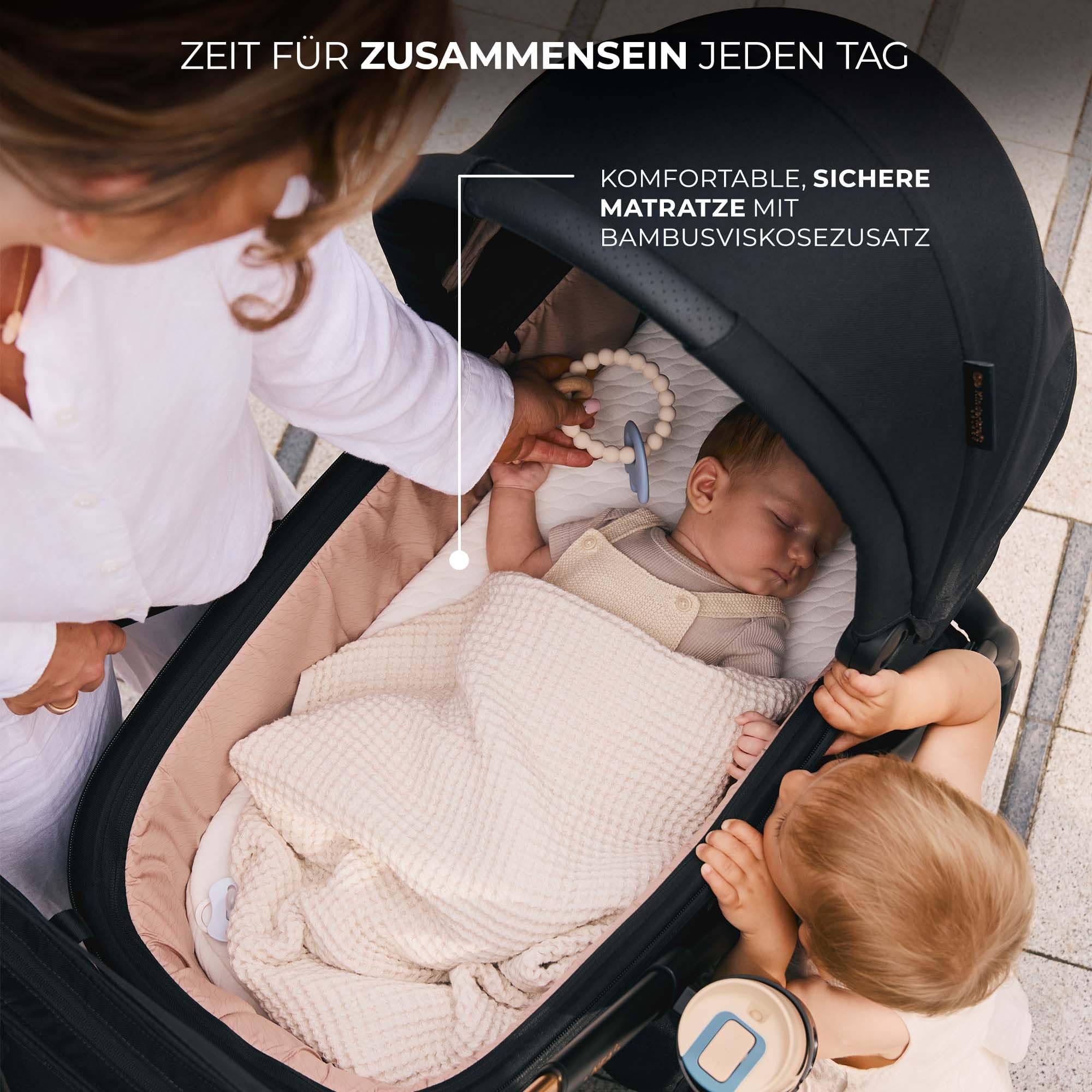 Kinderkraft NEA 2 Kinderkraft buggy von Geburt bis 22 kg, Zusammenklappen mit einer Hand, Liegeposition, großes Verdeck, alle 4 Räder gedämpft, extrem leicht, UPF50+, Korb bis zu 5 kg, Beige