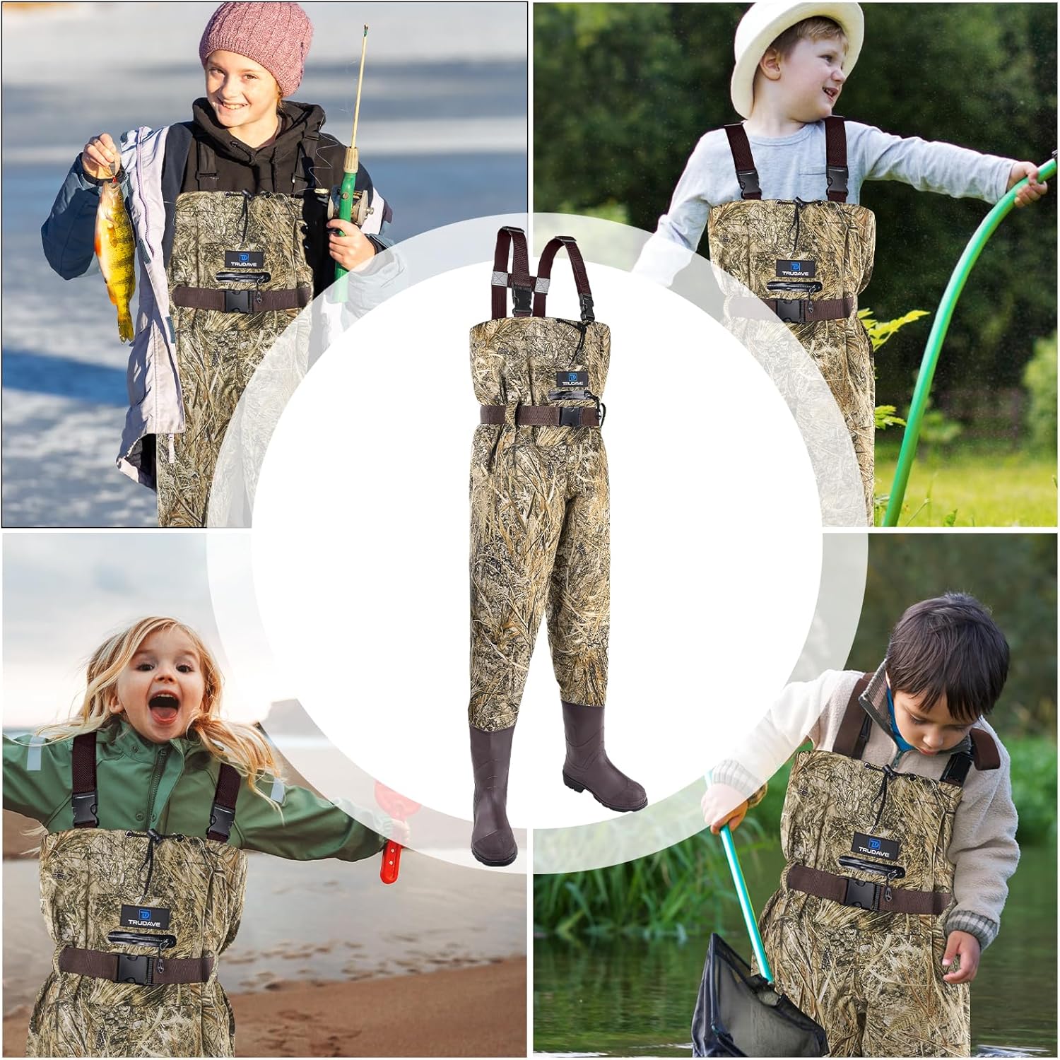 Chest Waders for Kids with Boots, Waterproof Youth Waiters for Children, Lightweight Waders for Fishing & Hunting