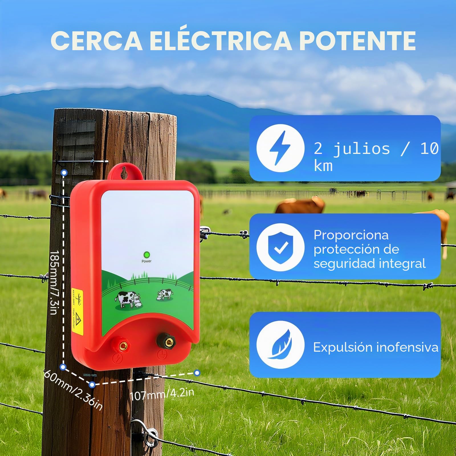 Elektrozaun-Ladegerät,Pastor Eléctrico,Valla Eléctrica De 12V 1.5J para Animales,Cerca Eléctrica Electricidad para Animales,Perro,Jabalí,Caballos,Ovejas