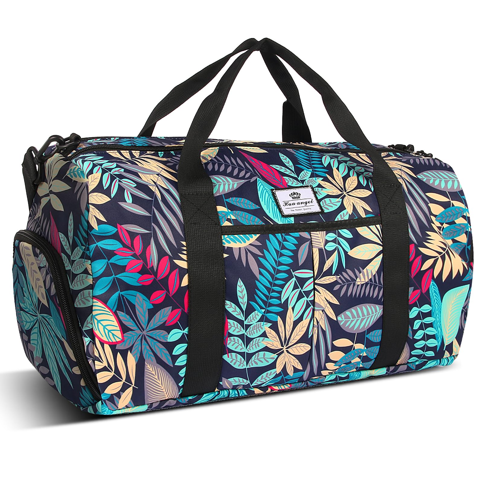 HUA ANGEL Sporttasche Damen 30L mit Nassfach & Schuhfach - Faltbare wasserdichte Weekender Tasche für Fitnessstudio, Schwimmbad, Reisen - Trainingstasche, Badetasche, Handgepäck