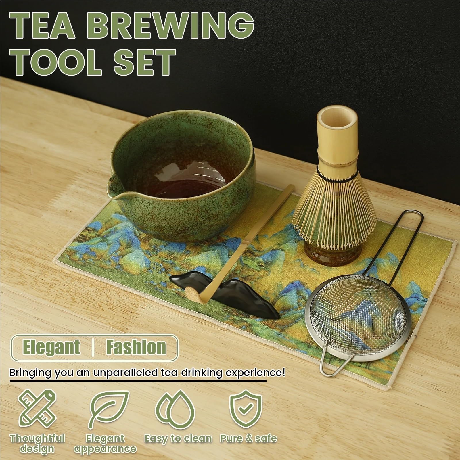 Juego de 7 batidores for matcha, fácil limpiar, versátil, con tazón y colador. Incluye un kit resistente Te matcha kit