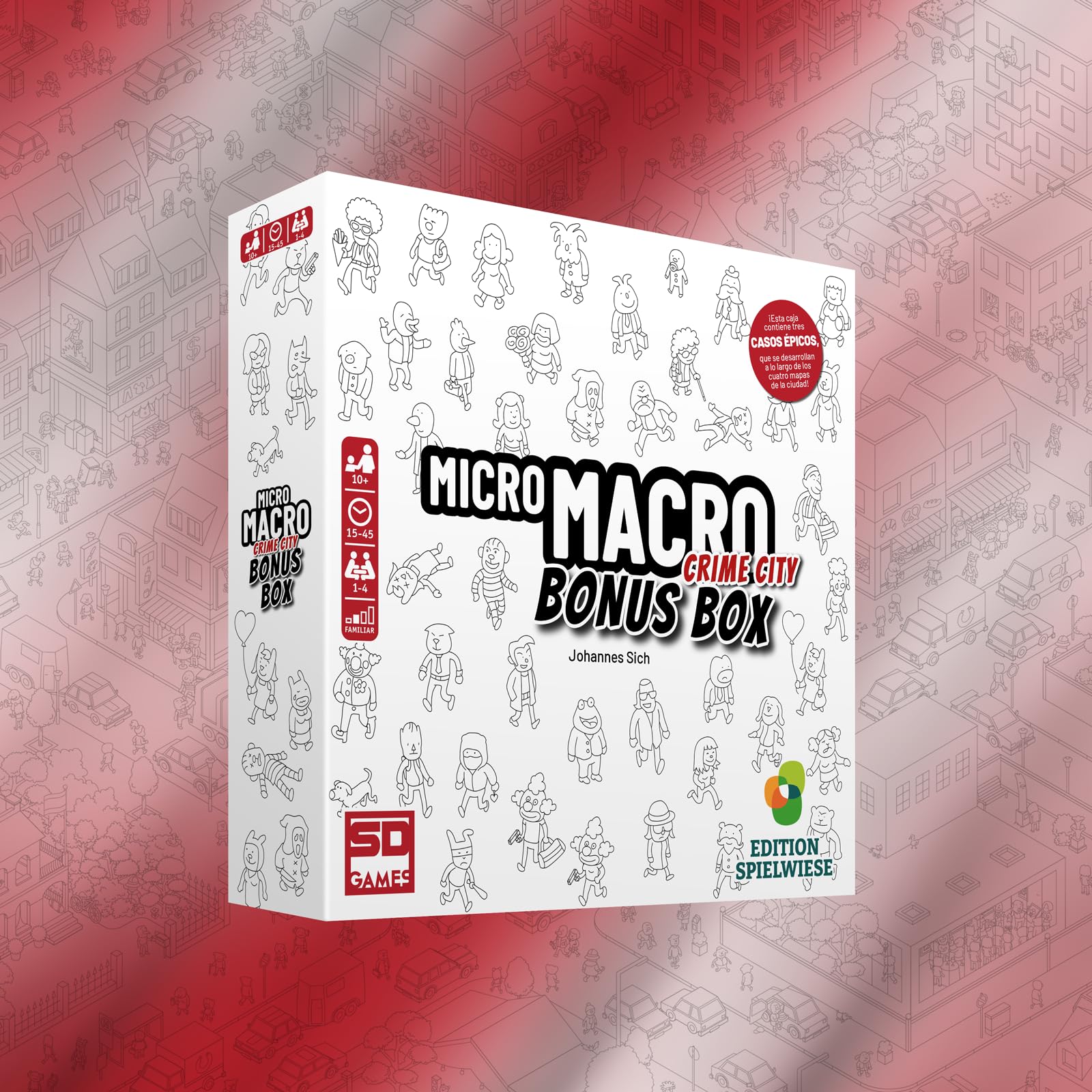 SD GAMES Micro Macro Showdown - Jeu détective pour résoudre les crimes de la ville Crime City, 120 cartes avec 16 cas intrigants, 1 à 4 joueurs recommandés à partir de 10