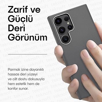 Leth Shield Series Fingerprint-Free Leather Look Silicone Case with Metal Keys and Metal Lens Frame for Teknoft Samsung Galaxy S25 Plus (Grey, Galaxy S25 Plus)