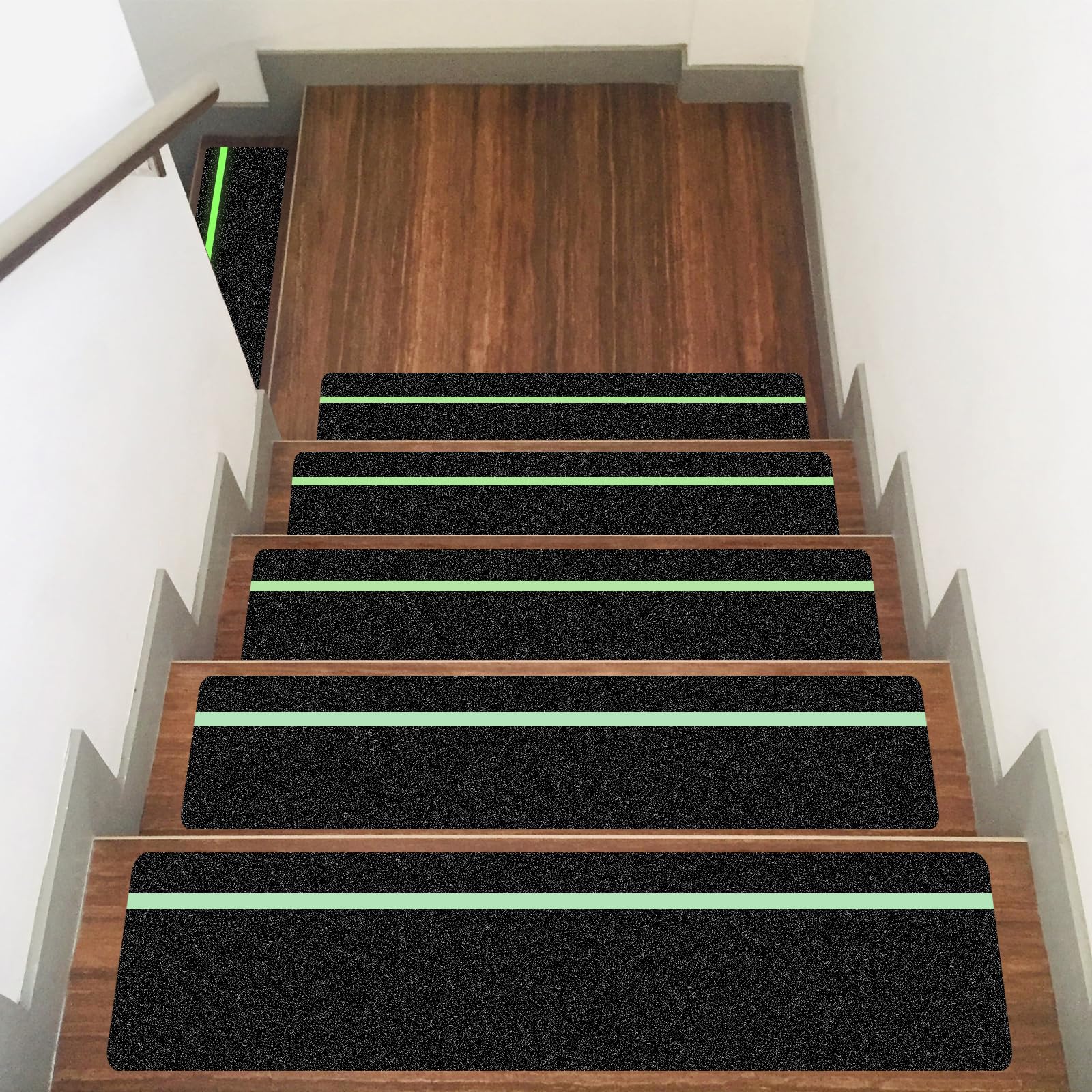 Ealyder Tape 10 Pack 15cm X 81m Anti Slip Traction Treads with Glow in The Dark Stripe, Outdoor Waterproof Non Skid Pre-Cut Tape with Roller, High Traction Friction Abrasive Adhesive for Stairs Step