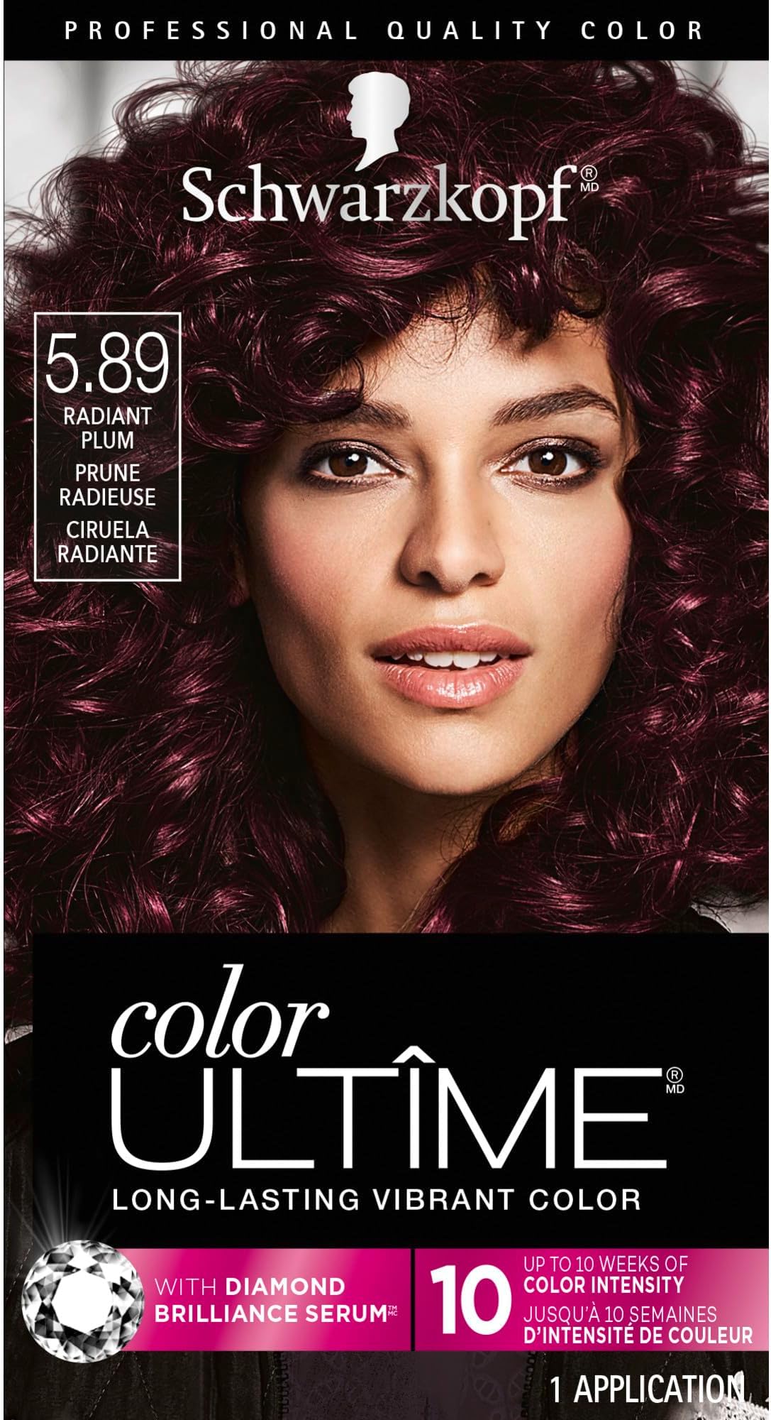 Color Ultime 5.89 Radiant Plum Hair Dye, Permanent Intense Plum with Diamond Brilliance, Fade-Resistant, Covers Grays, All Hair Textures