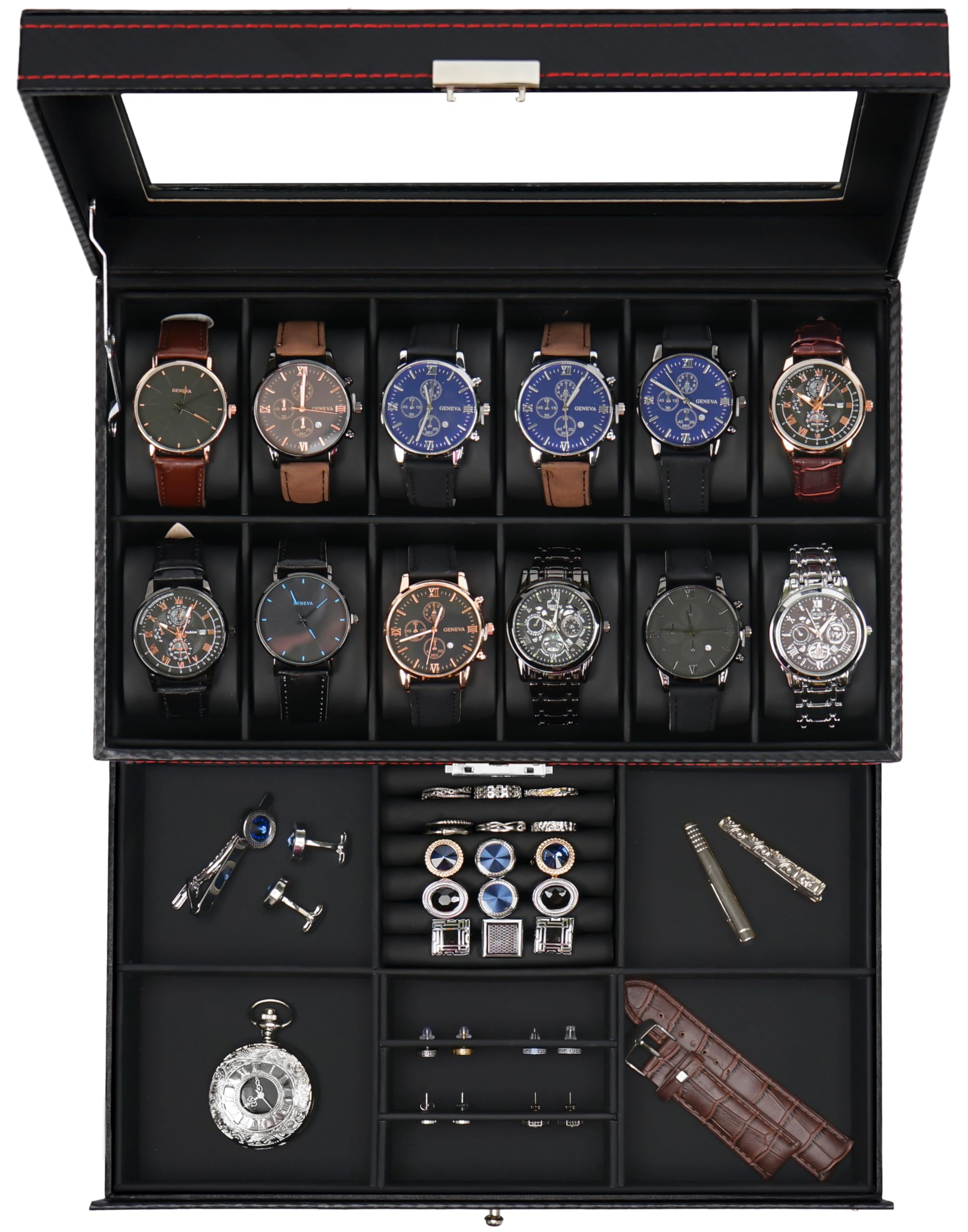 Amazon.com: Jenseits 12 Slot Watch Case,2 Layers Watch Box