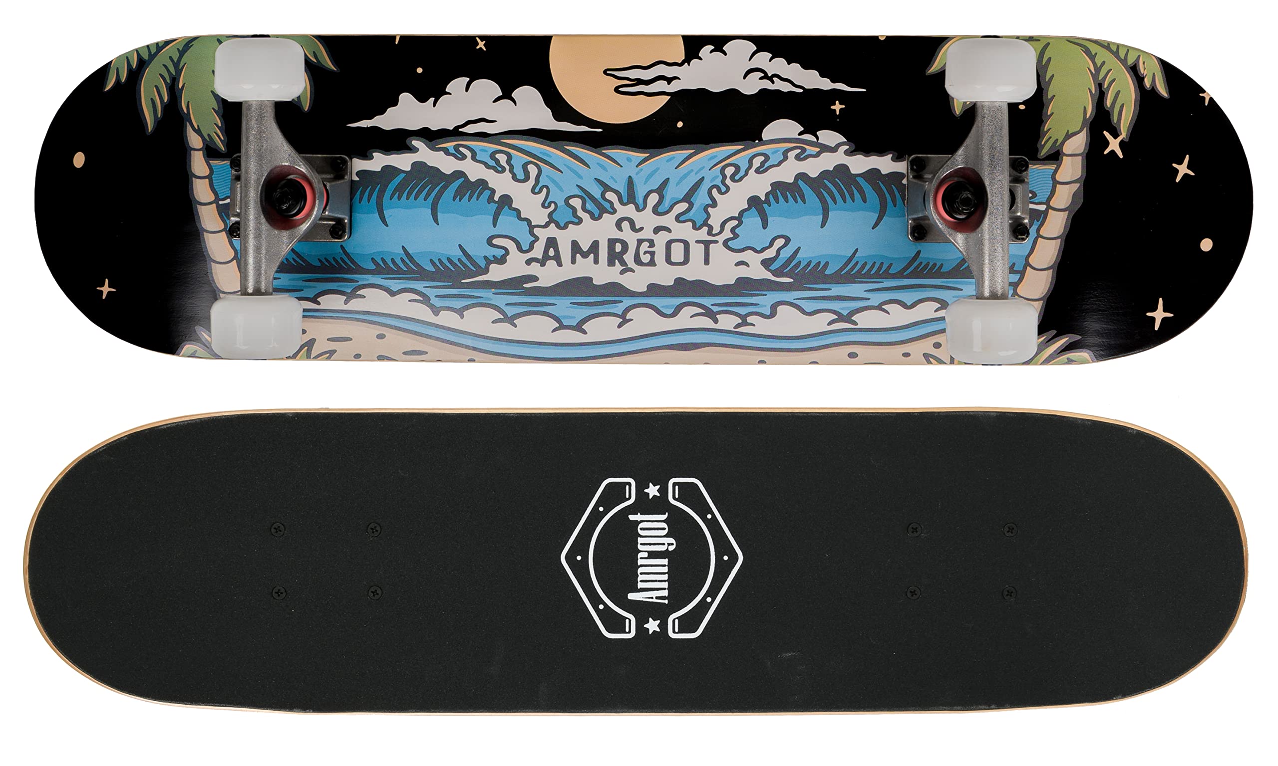 Amrgot Skateboards for Beginners,31*8 inches Complete Skateboards for Kids,Boys,Girls and Adults,7 Layer Maple Wood,Double Kick Deck Concave Standard and Tricks Skateboard