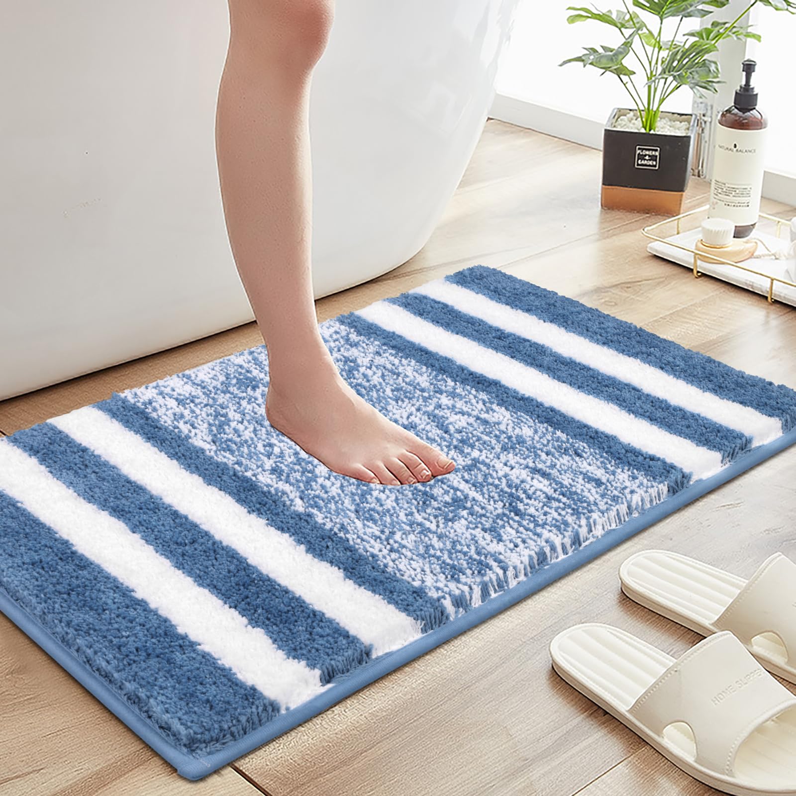 Pauwer Doux Tapis de Bain Antidérapant 50 x 80 cm Microfibre Absorbant Lavable