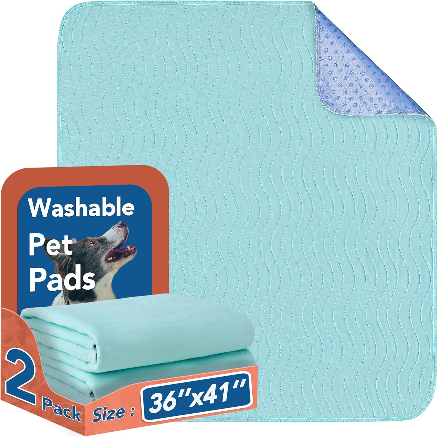 BomDa NonSlip Washable Pee Pads for Dogs, 2 Pack 36''x41