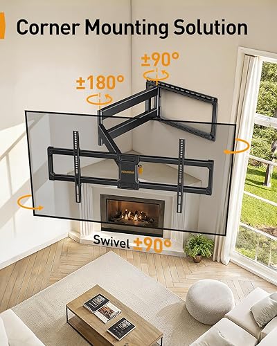 Miniatura 6 de Perlegear Soporte de pared para TV de movimiento completo de brazo largo para televisores de 42 a 97 pulgadas de hasta 150 libras, soporte de TV