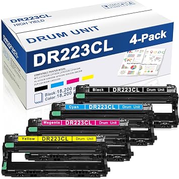 DR223CL Drum Unit Set4, Pack 1Black 1Cyan 1Magenta 1Yellow VAENK Compatible Replacement for Brother DR223CL Drum MFC-L3770CDW MFC-L3750CDW HL-3210CW HL-3230CDW HL-3270CDW HL-3290CDW Printer