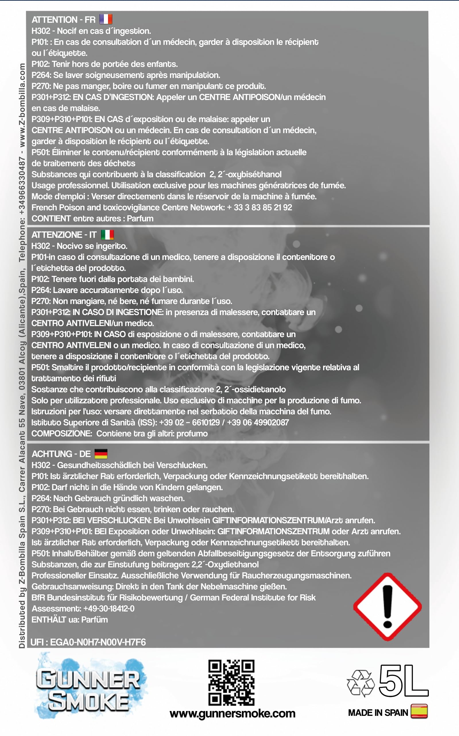 Liquido Universale per Macchina del Fumo da 5 litri con Aroma di Fragola e Alta Densità.