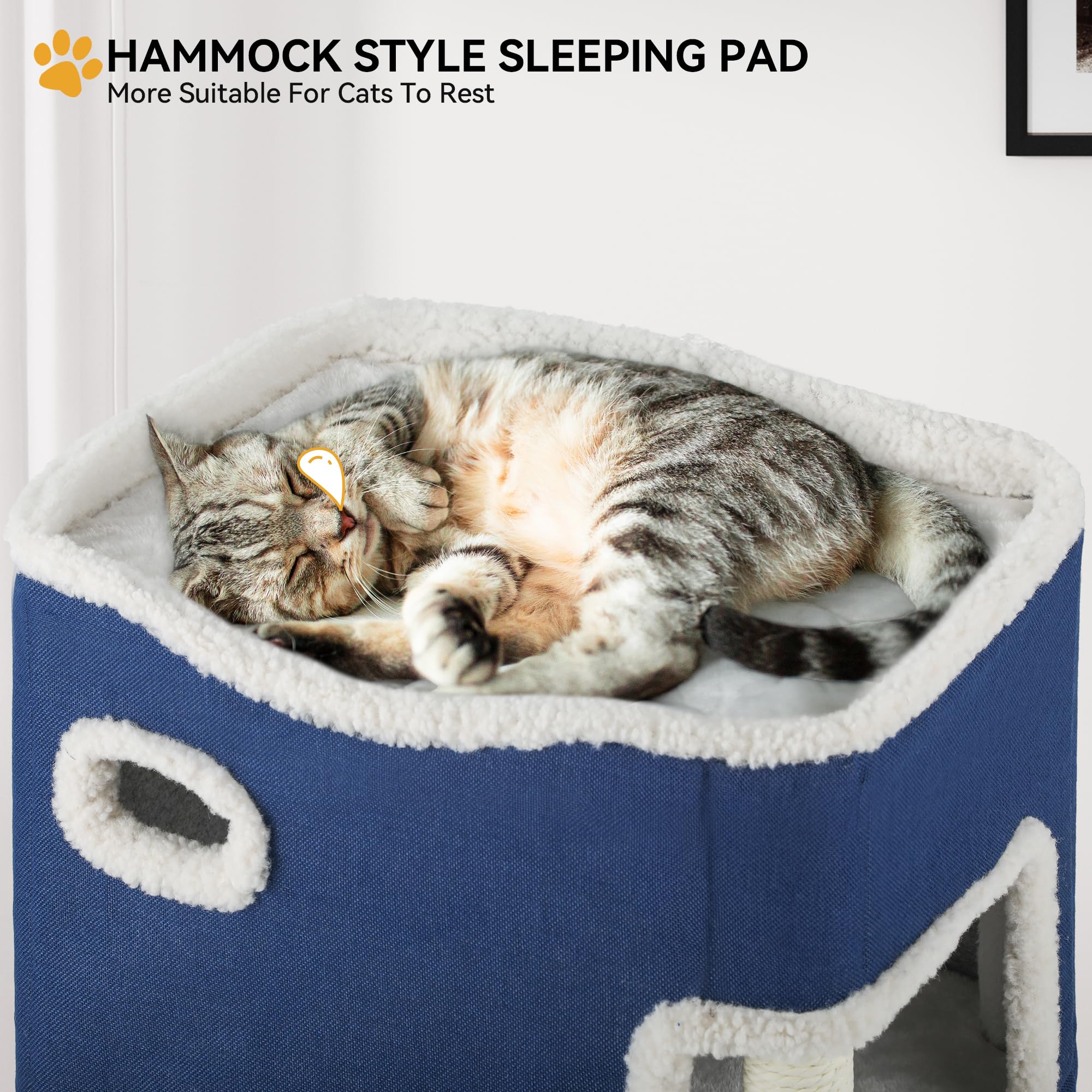 YITAHOME Kattengrot, kattenbedden voor binnenkatten, kattenhuis met kattenkrabpaal en bal en platform, kattenbed, basic kattenboom, schattige kattentoren, kattenmeubels, kattenverblijf