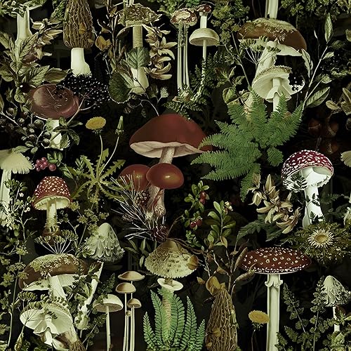 Jeweluck Papel tapiz floral para despegar y pegar, papel de contacto de flores, 17.7 pulgadas x 9.8 pies, papel tapiz extraíble de hongos, papel