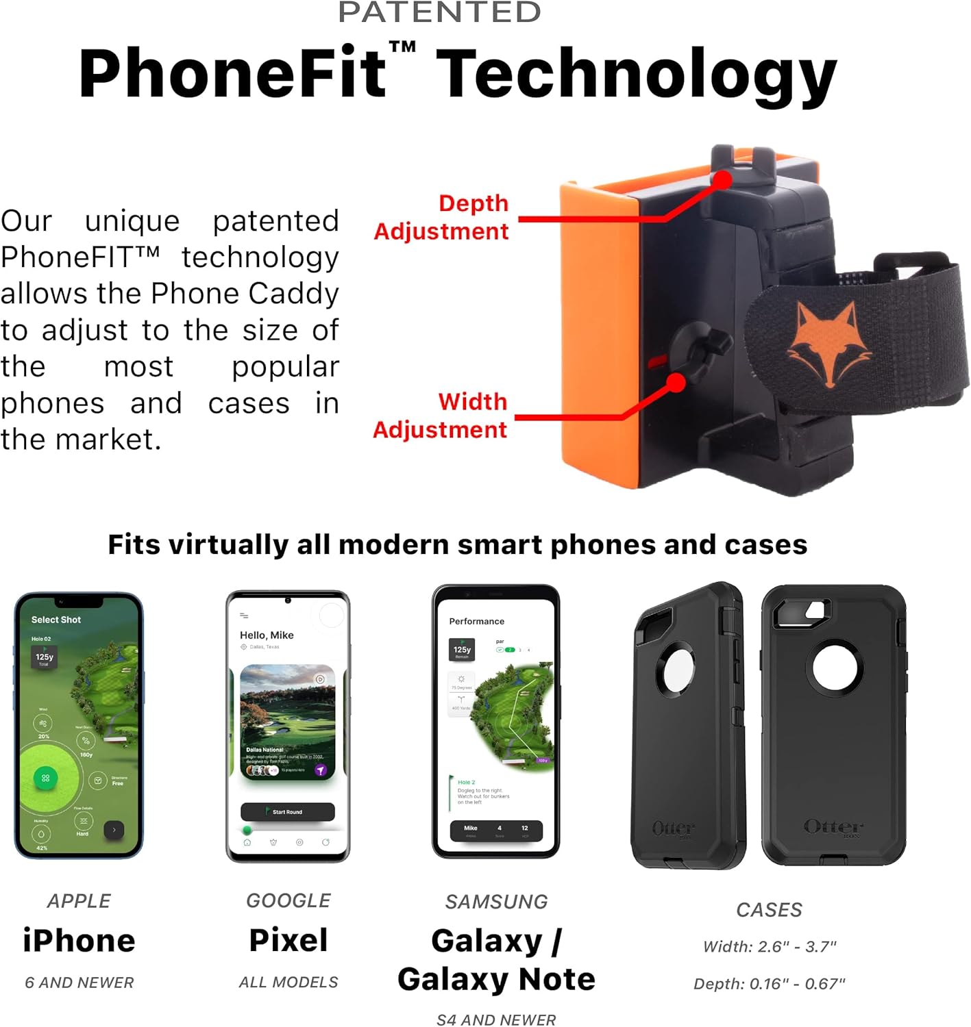 Desert Fox Golf Michigan State Phone Caddy – Adjustable Golf Cart Phone Holder with Secure Strap for Hands-Free GPS & Golf Apps – Universal Fit, Officially Licensed