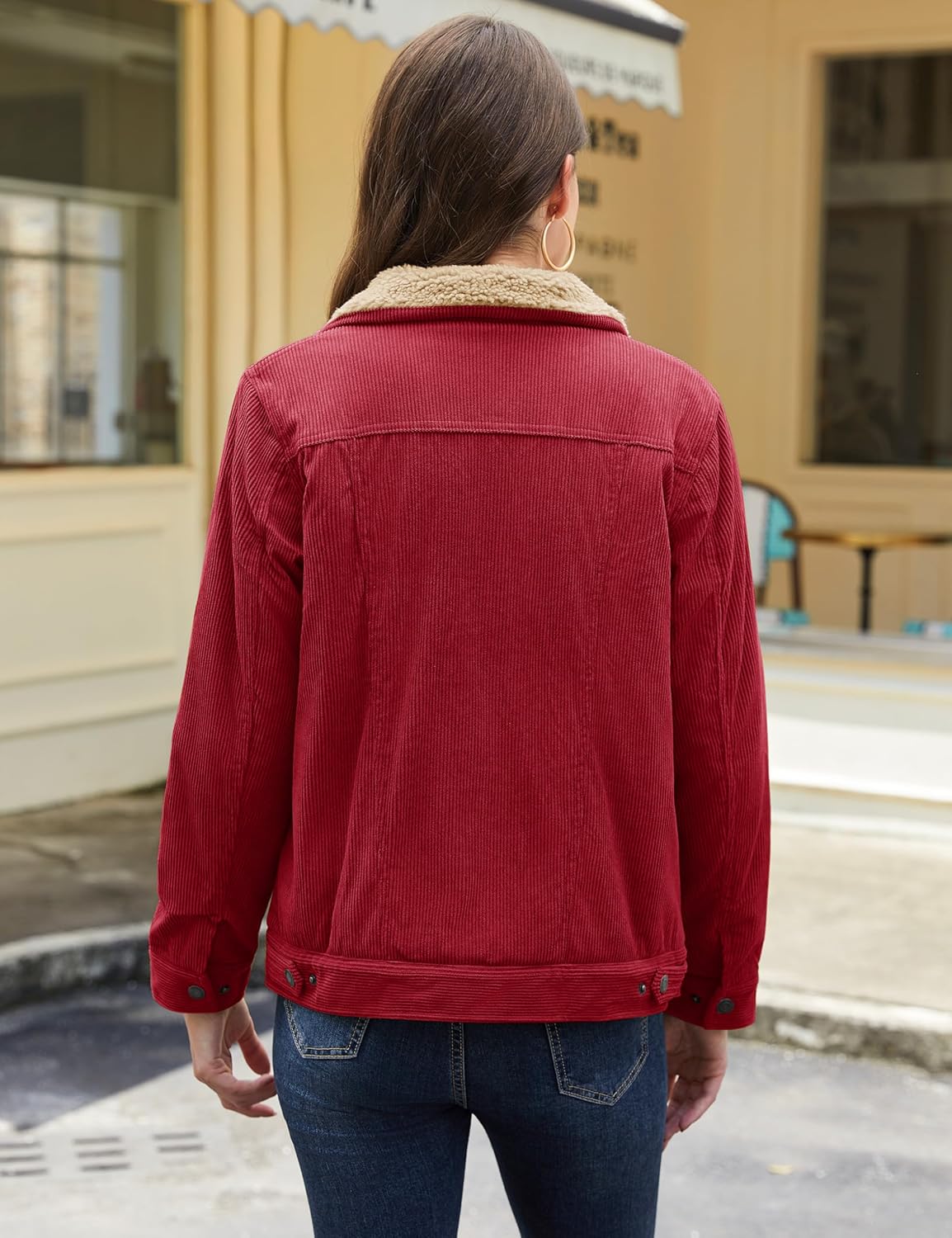 YUCOLEN Corduroy Jacket for Women Sherpa Fleece Lined Jacket Button Down Shacket Warm Winter Western Coat 2026 Trendy - Image 6