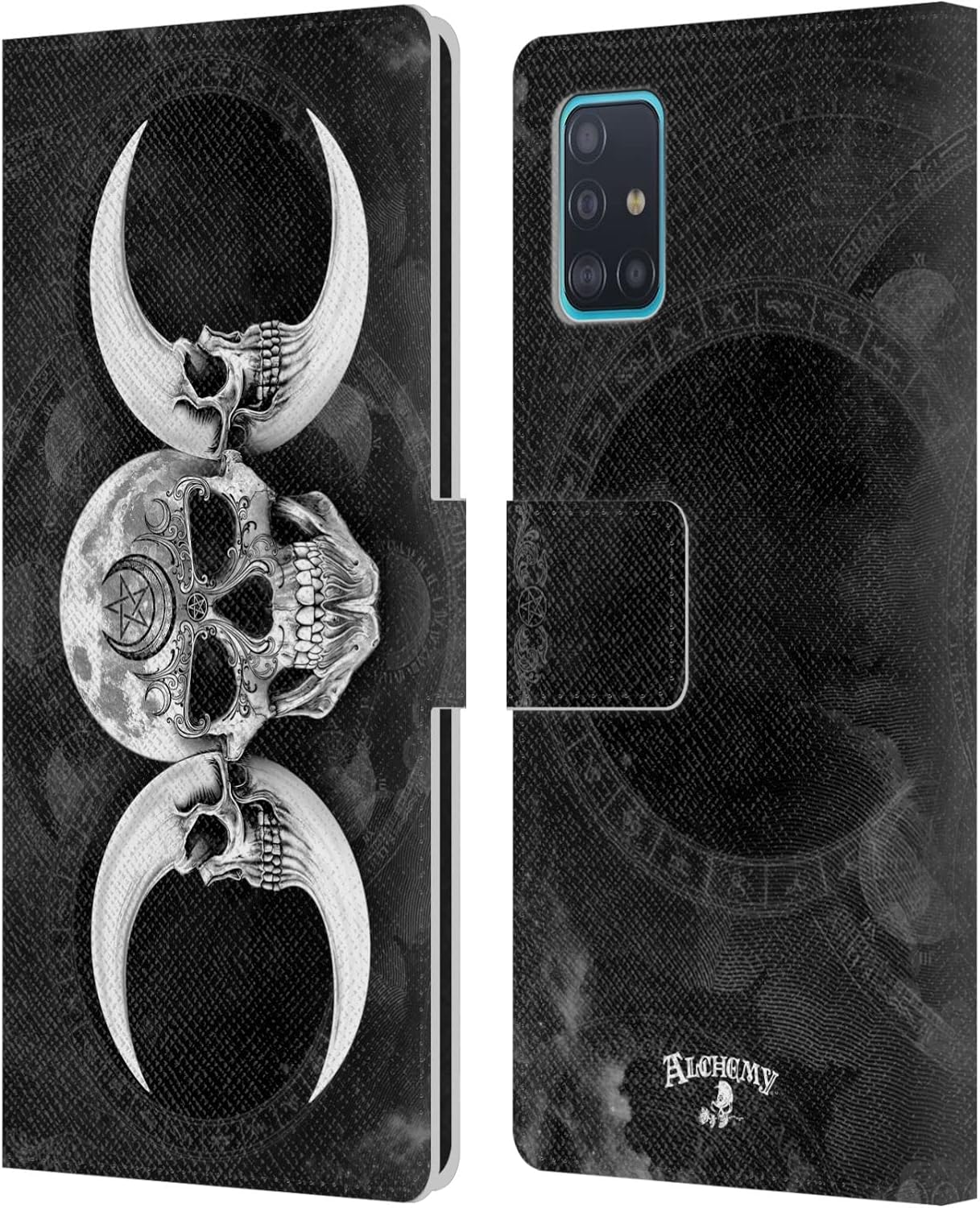 Head Case Designs Officially Licensed Alchemy Gothic Eat Me Cupcake Skull Leather Wallet Case Compatible with Samsung Galaxy A51 (2019)