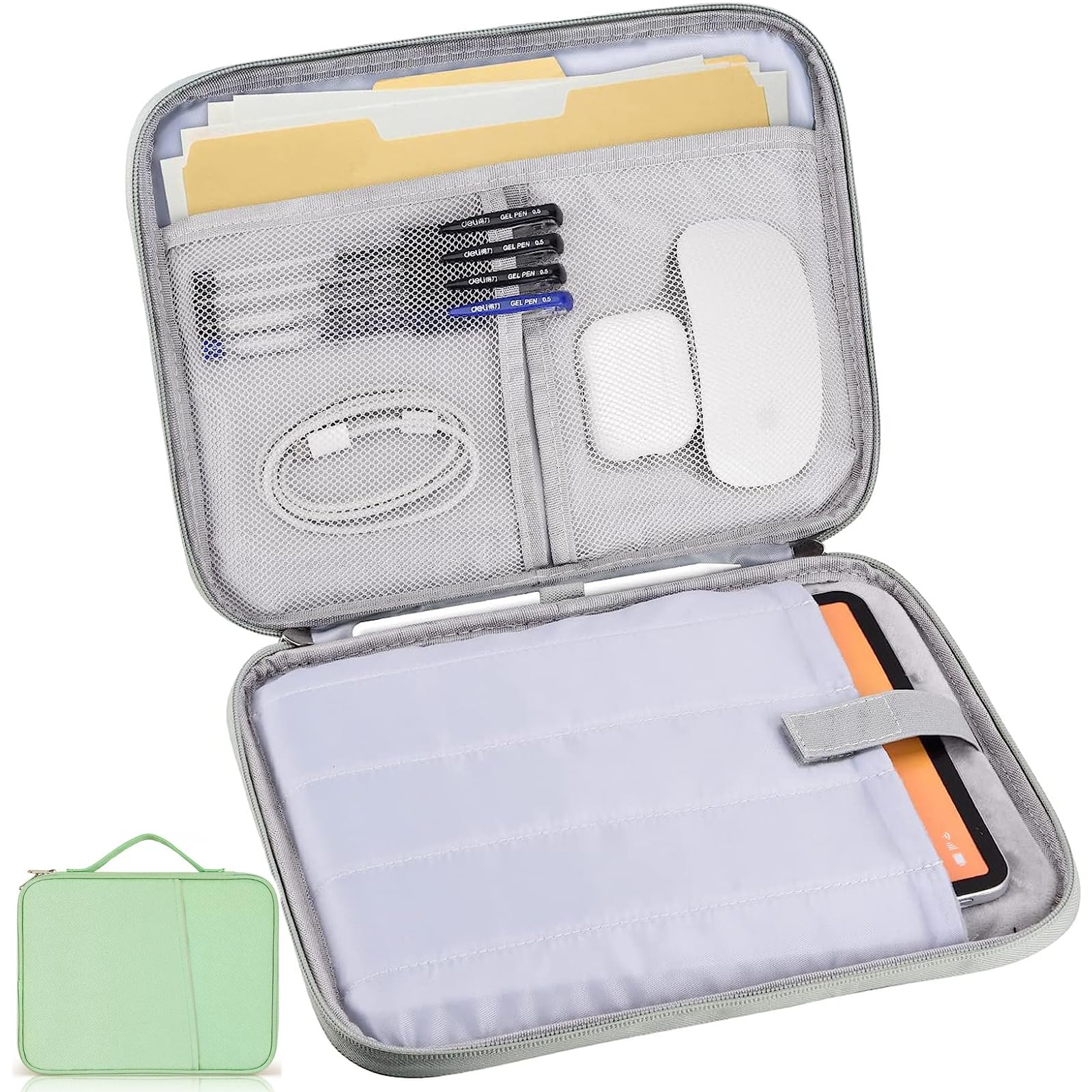 9-11 Inch Tablet Carrying Case, Padded Travel Sleeve Bag for iPad Pro 11-in (M4), iPad 10.9 (10th Gen), iPad Air 11-in (M2), Galaxy Tab S9/S8 (Mint Green-11)